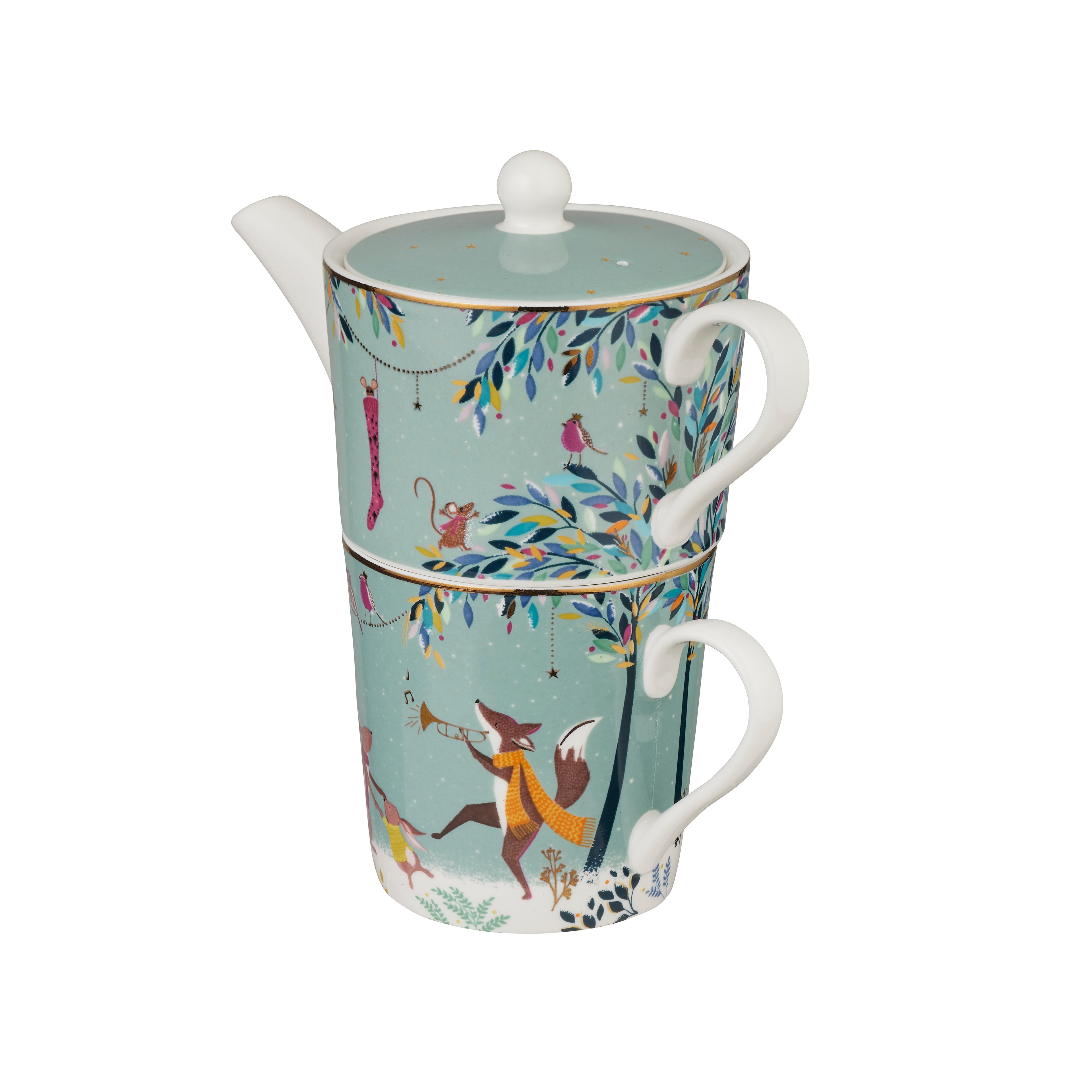 Sara Miller London Artisanne Noir Collection Tea for One - Merry Band 0.35L Boxed Set