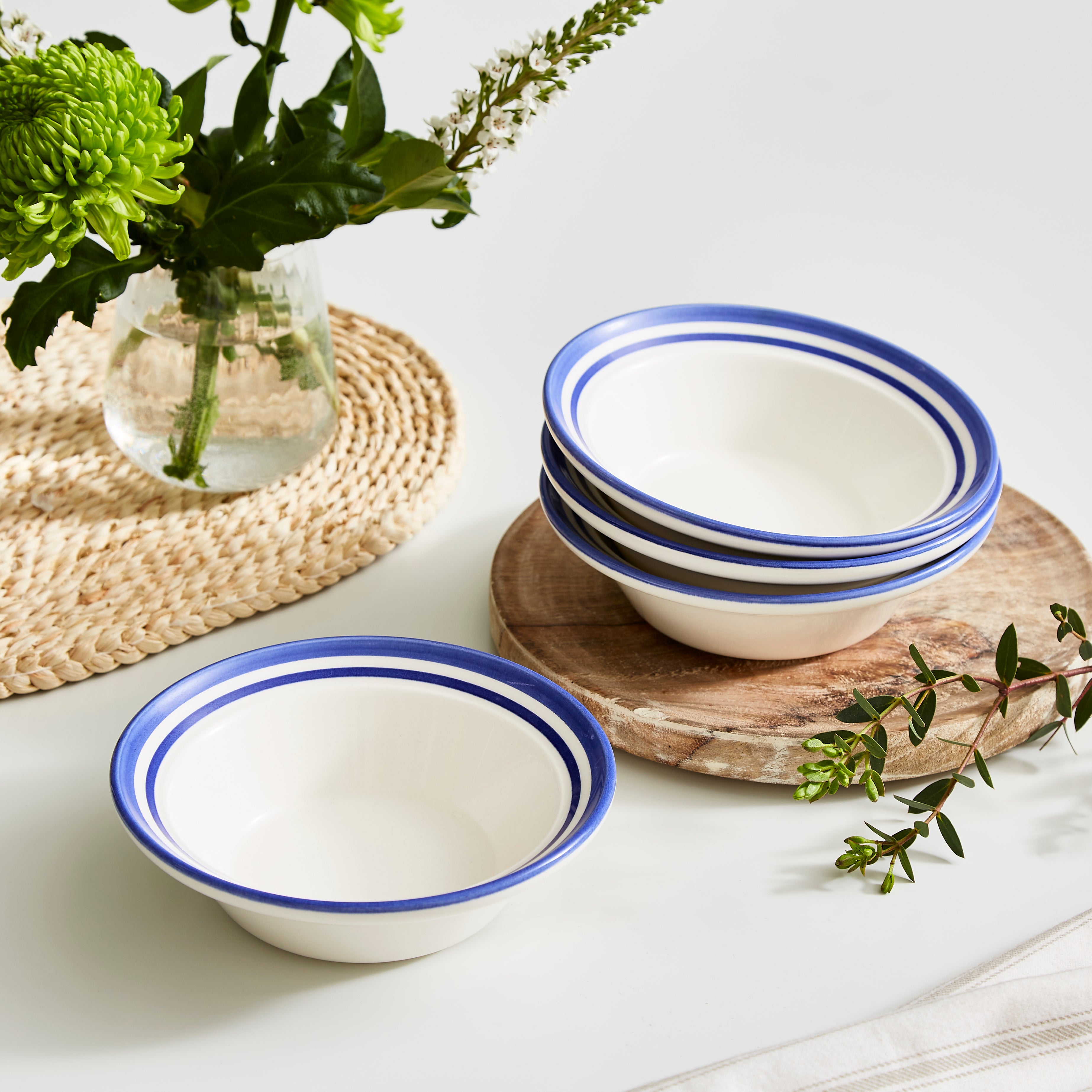 Portmeirion Home Potter's Stripe Oatmeal Bowl (D) 15cm Set of 4