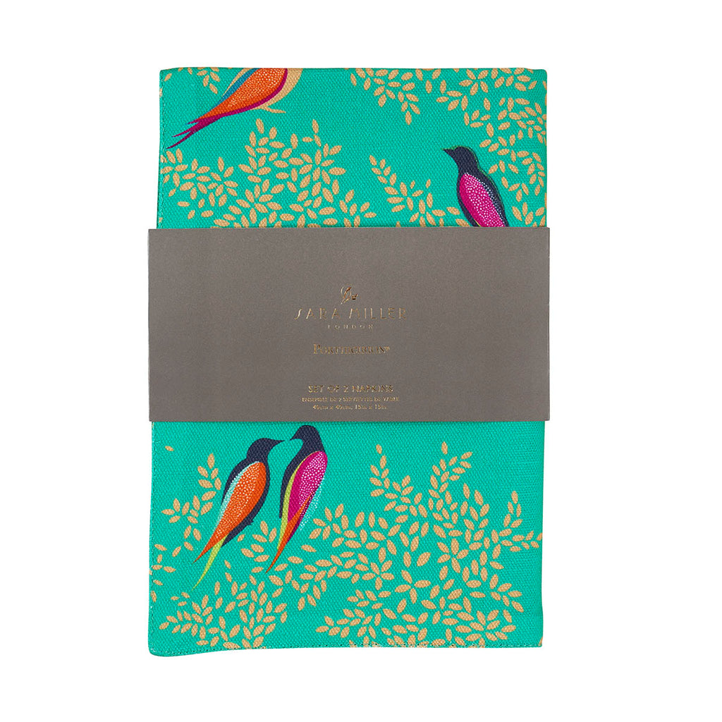 Sara Miller London Artisanne Noir Collection Napkins - Green - Set of 2 40cm x 40cm Set