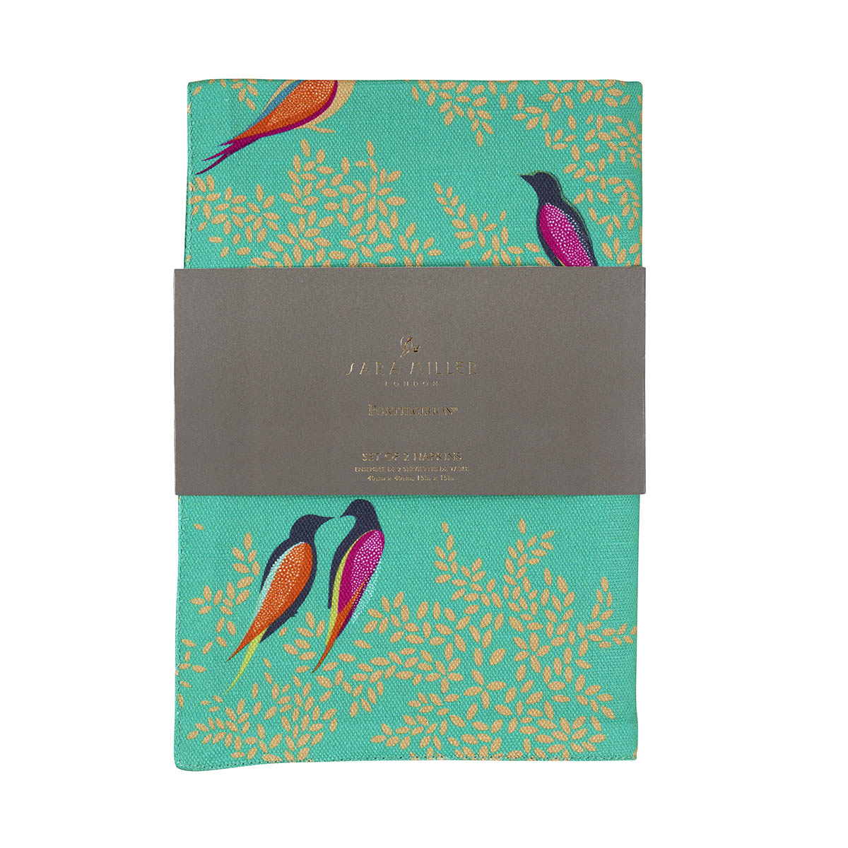 Sara Miller London Artisanne Noir Collection Napkins - Green - Set of 2 40cm x 40cm Set