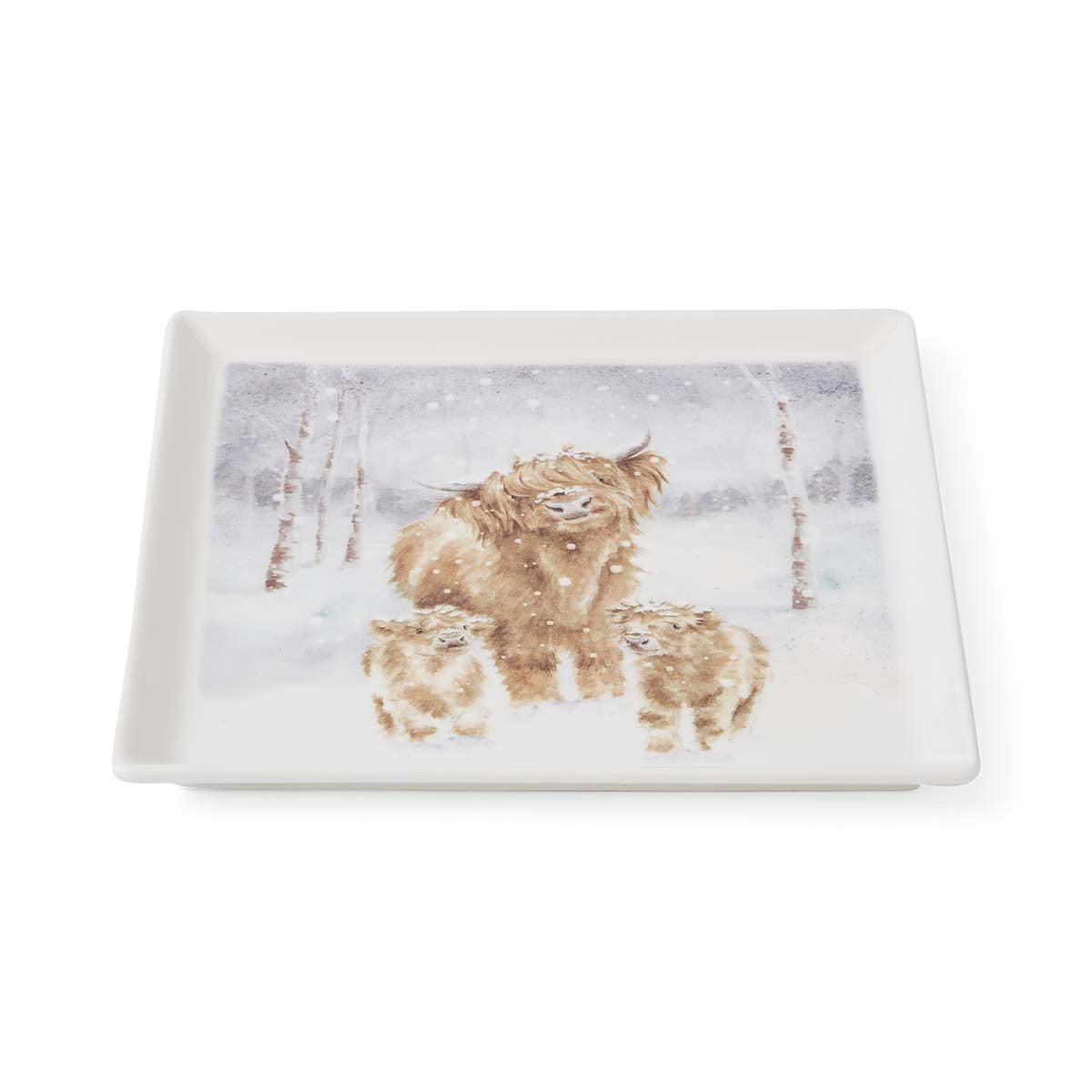 NEW Wrendale Designs - Little Wren Square Plate (Highland Cow) 23cm x 23cm Single