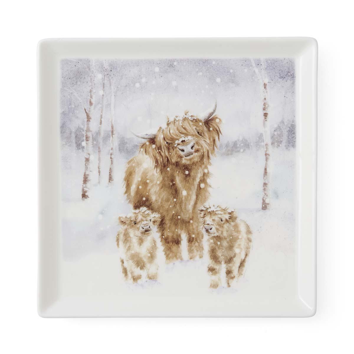 NEW Wrendale Designs - Little Wren Square Plate (Highland Cow) 23cm x 23cm Single