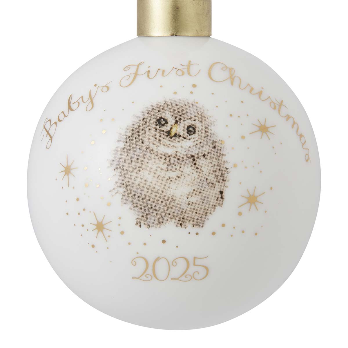 Bauble - Baby's first Christmas (Owls) 7cm diam. Single