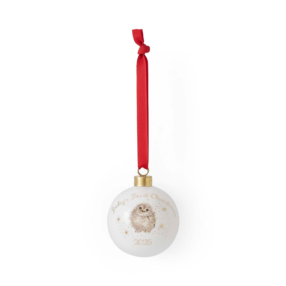 Bauble - Baby's first Christmas (Owls) 7cm diam. Single