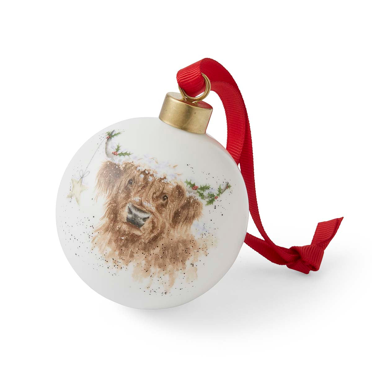 NEW Wrendale Designs - Little Wren Bauble - Highland Star (Cow) 7cm diam. Single