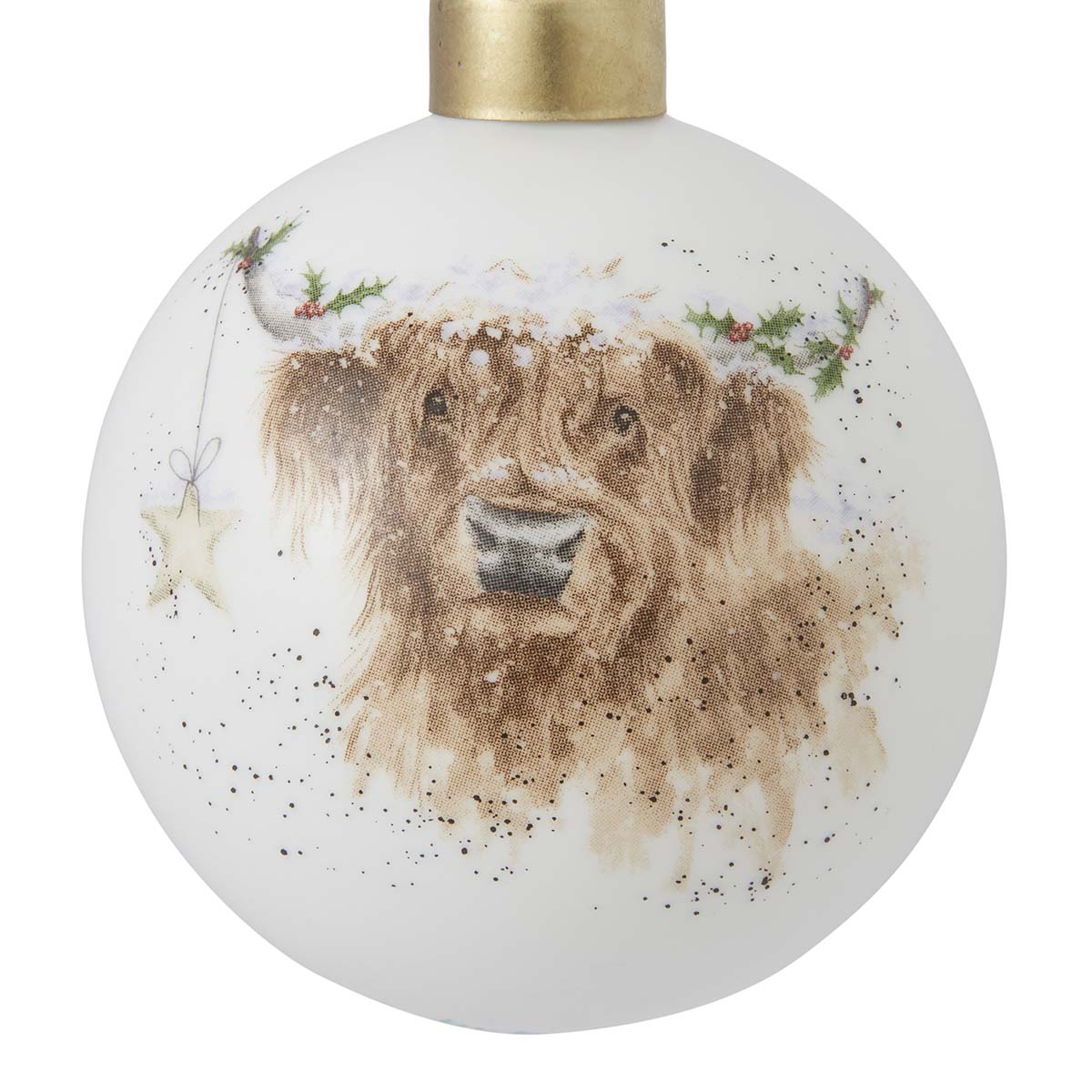 NEW Wrendale Designs - Little Wren Bauble - Highland Star (Cow) 7cm diam. Single