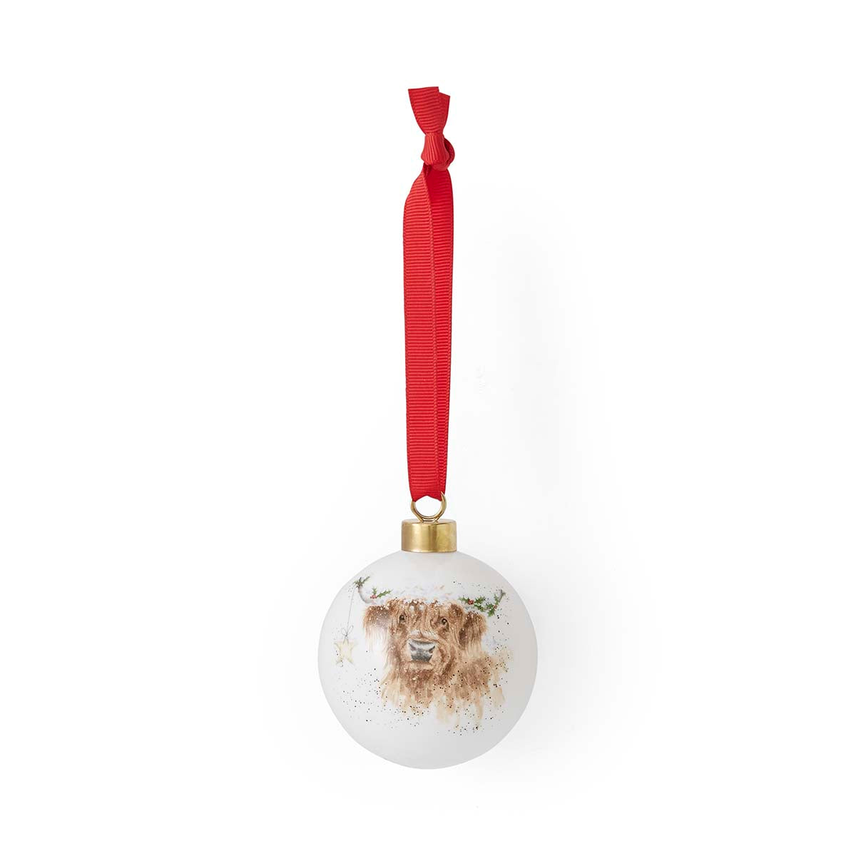 NEW Wrendale Designs - Little Wren Bauble - Highland Star (Cow) 7cm diam. Single