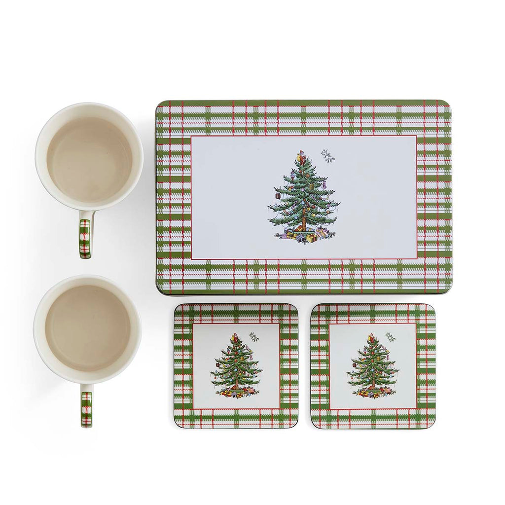 NEW Christmas Tree  Annual 2025 5pc Mug and Tin Set Tin 23cm x 15 cm x 8.6cm 
Mug 0.34L 
Coaster 10.5cm x 10cm Set"