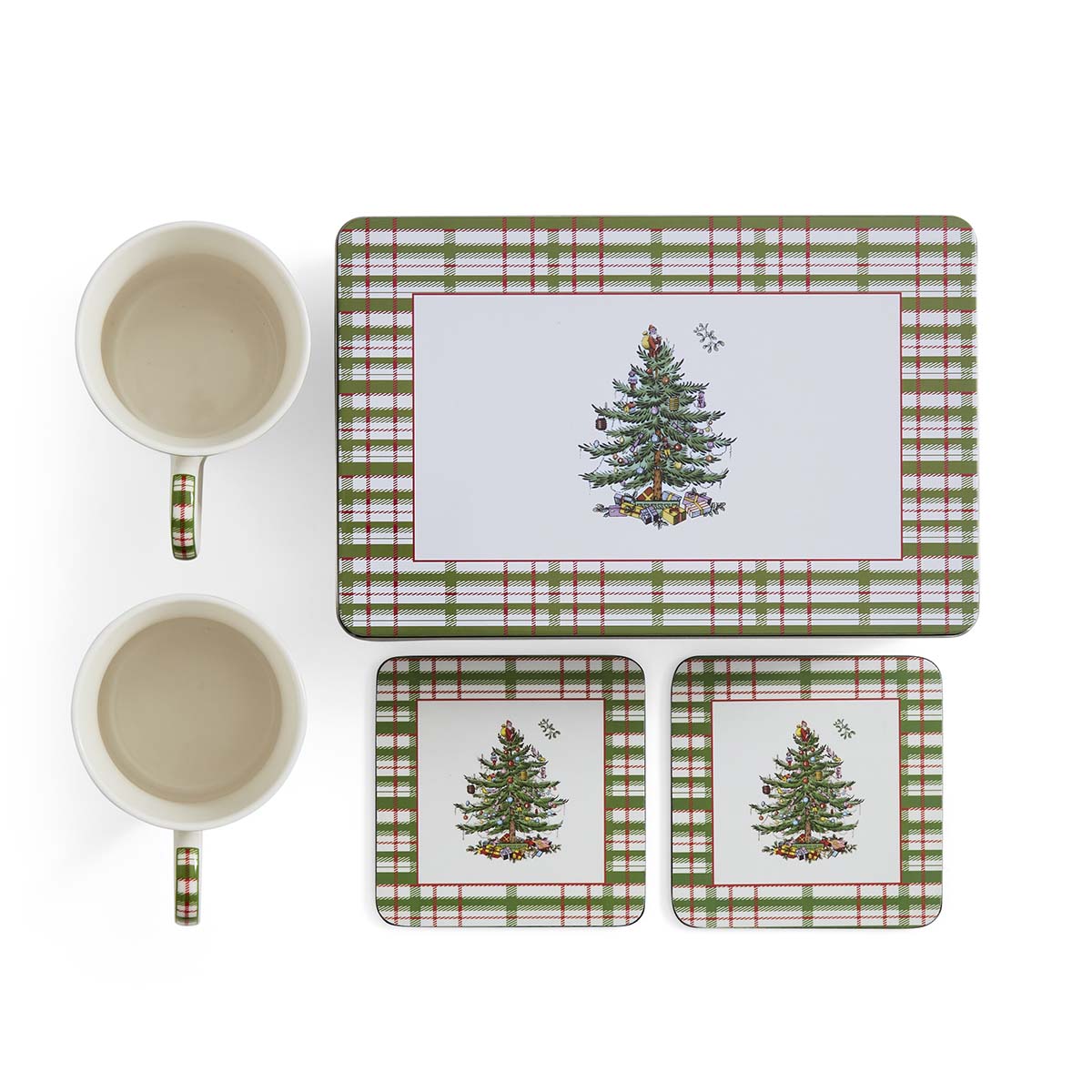 NEW Christmas Tree  Annual 2025 5pc Mug and Tin Set Tin 23cm x 15 cm x 8.6cm 
Mug 0.34L 
Coaster 10.5cm x 10cm Set"
