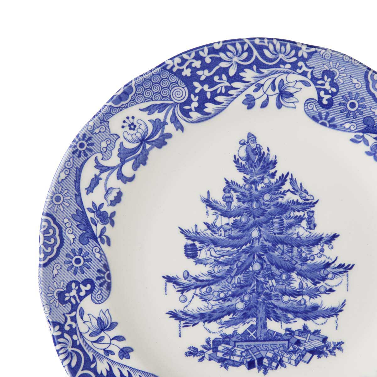 Blue Italian Christmas Tree Dinner Plate 27cm Set of 4