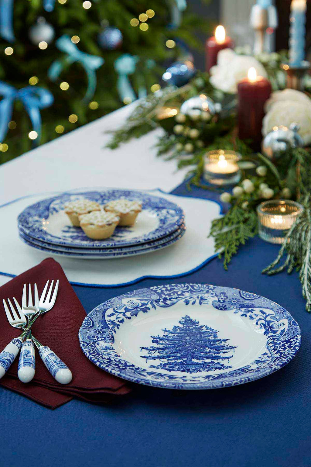 Blue Italian Christmas Tree Plate 20cm