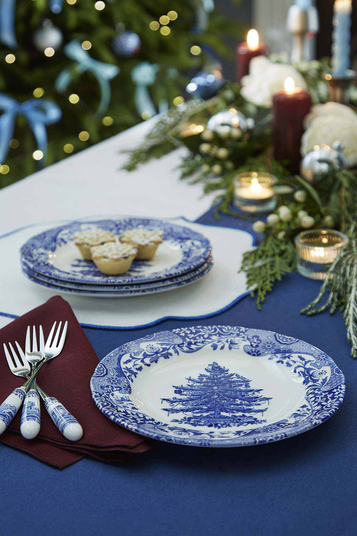 Blue Italian Christmas Tree Plate 20cm