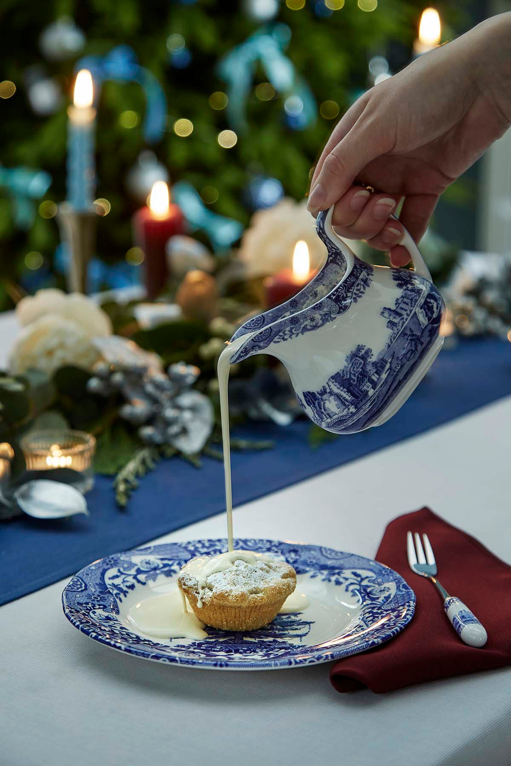 Blue Italian Christmas Tree Plate 20cm