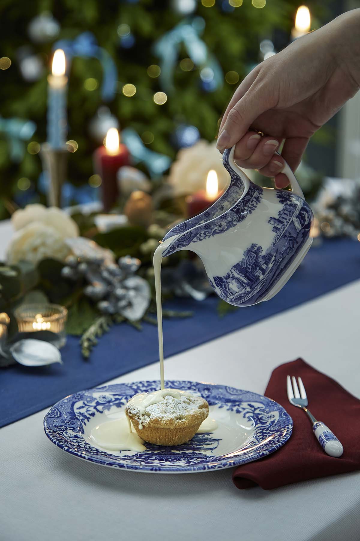 Blue Italian Christmas Tree Plate 20cm