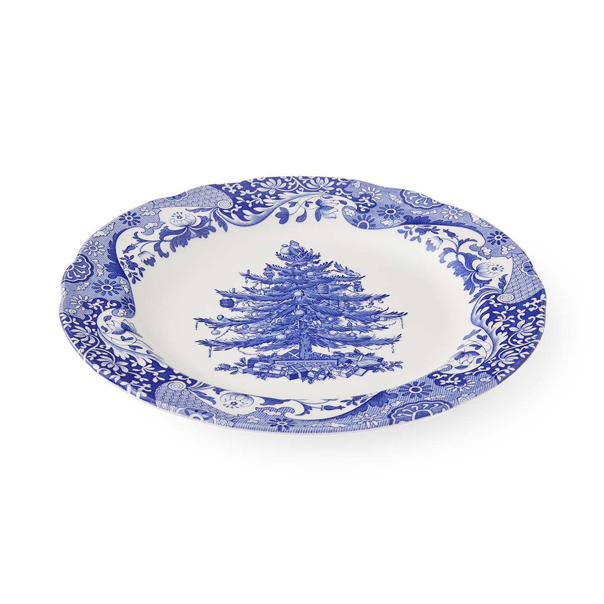 Blue Italian Christmas Tree Dinner Plate 27cm