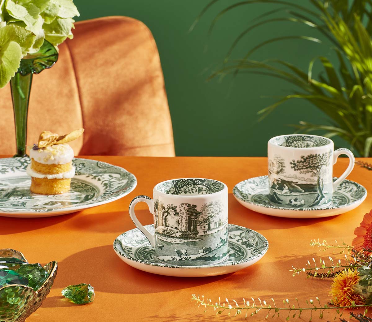 Spode Heritage Green Italian Coffee Cup & Saucer 0.09L/3fl.oz