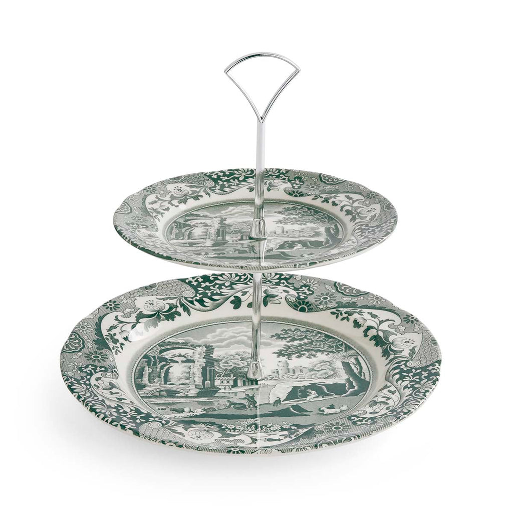 Spode Heritage Green Italian 2-Tier Cake Stand 27cm&19cm