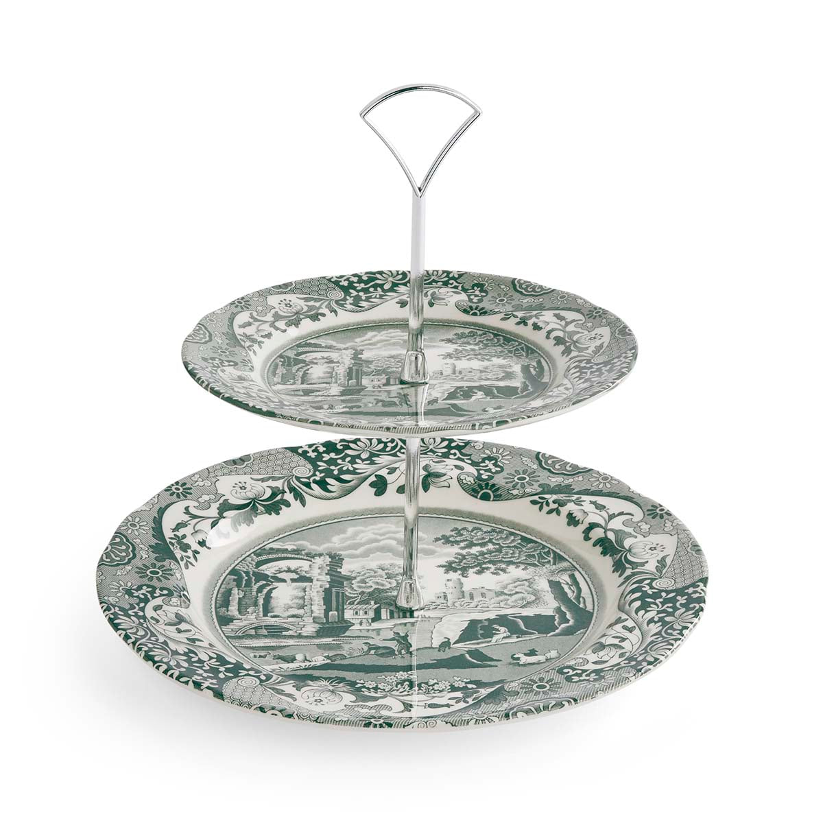 Spode Heritage Green Italian 2-Tier Cake Stand 27cm&19cm