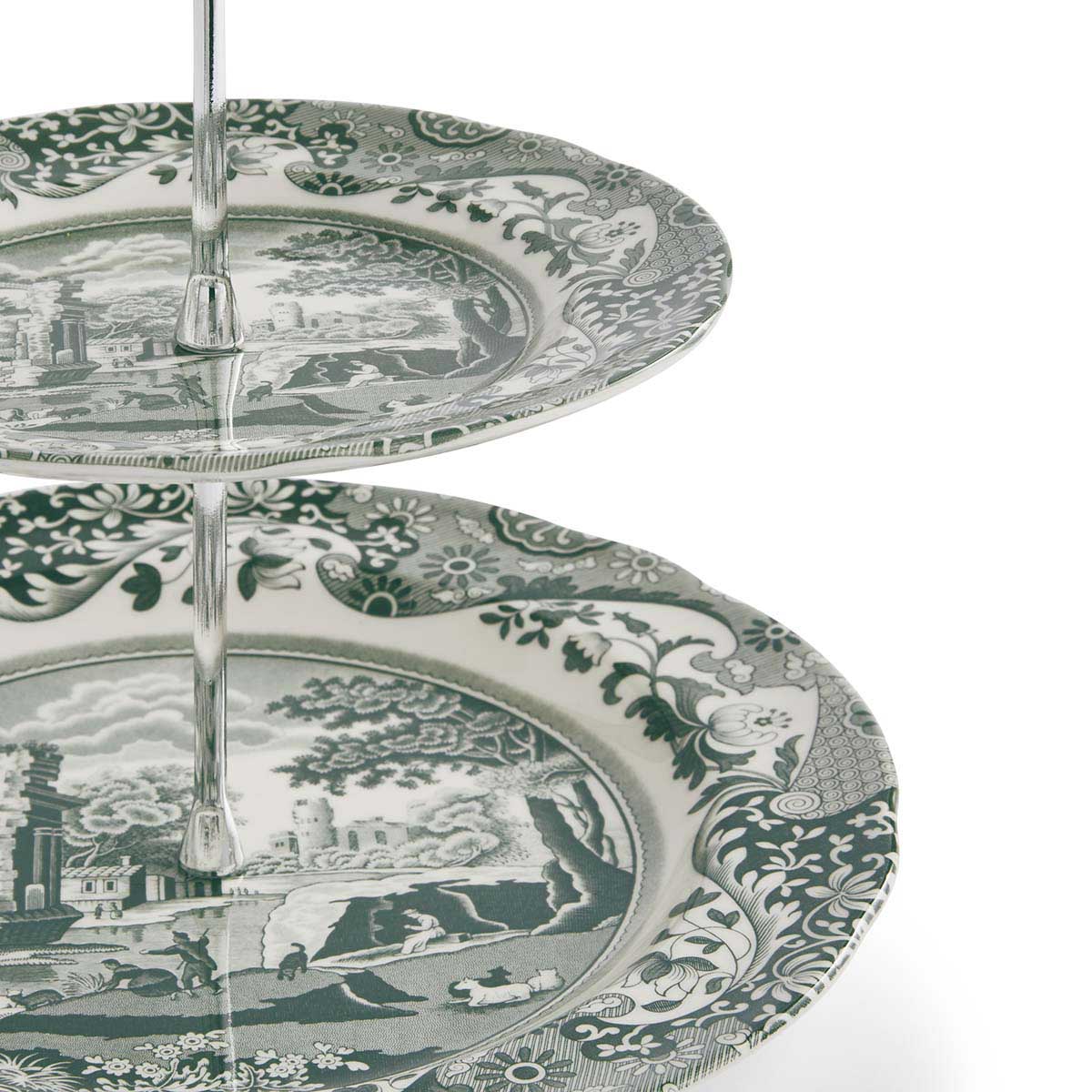 Spode Heritage Green Italian 2-Tier Cake Stand 27cm&19cm