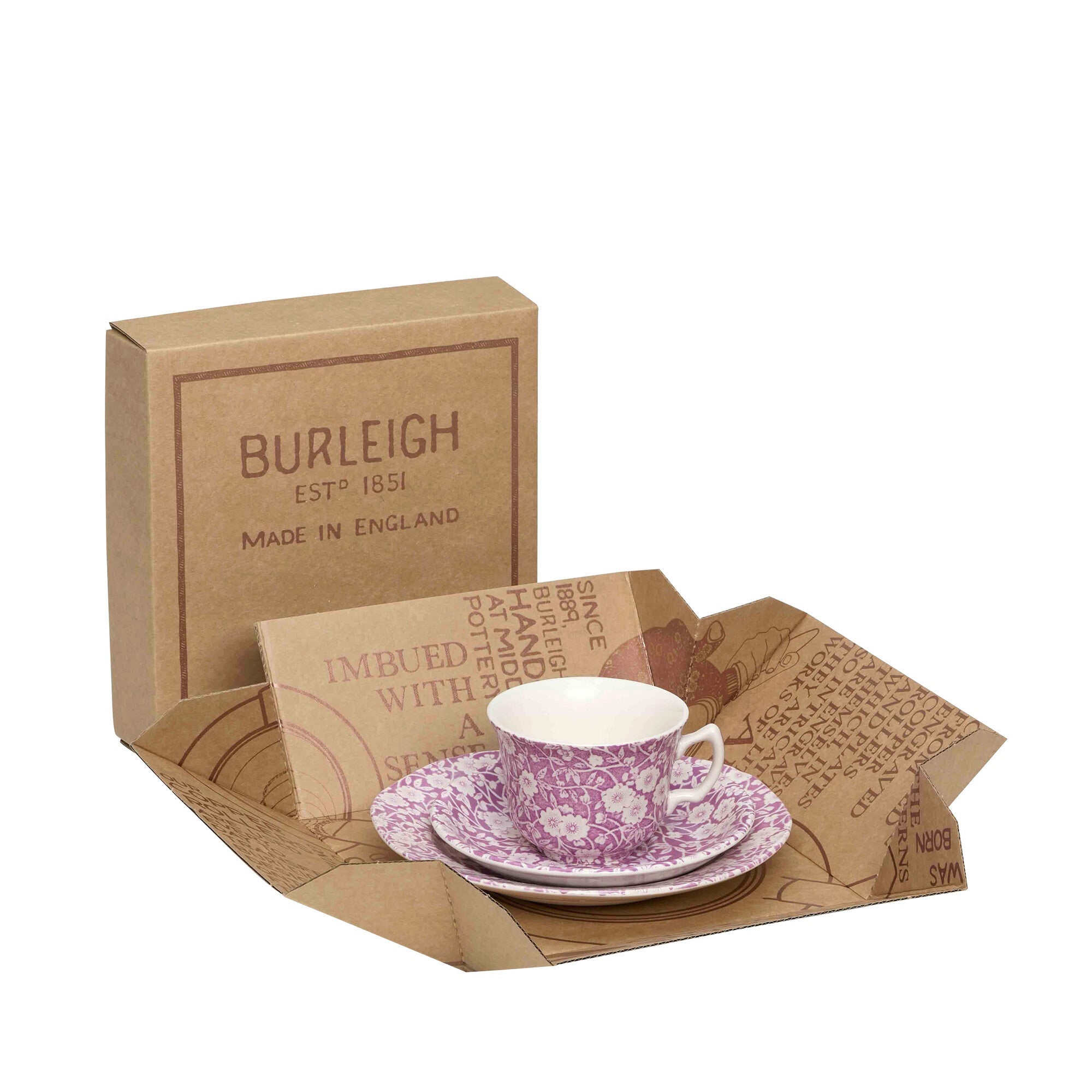Burleigh Blossom Calico Teacup 187ml & Plate 19cm Gift Set