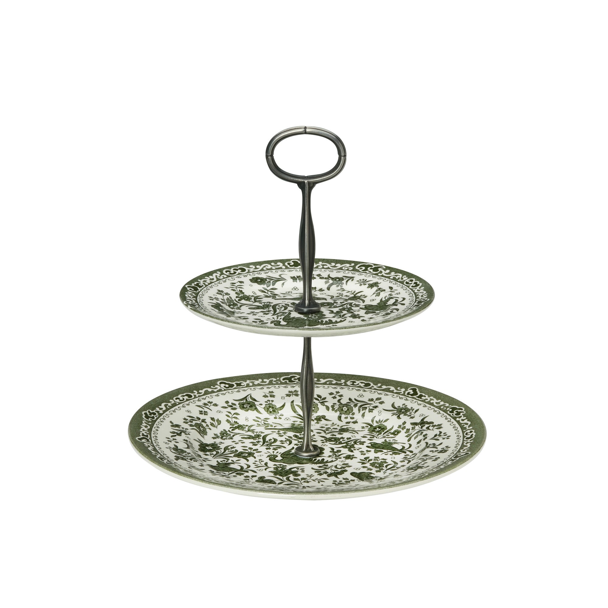 Burleigh Green Regal Peacock 2 Tier Cake Stand Gift Boxed