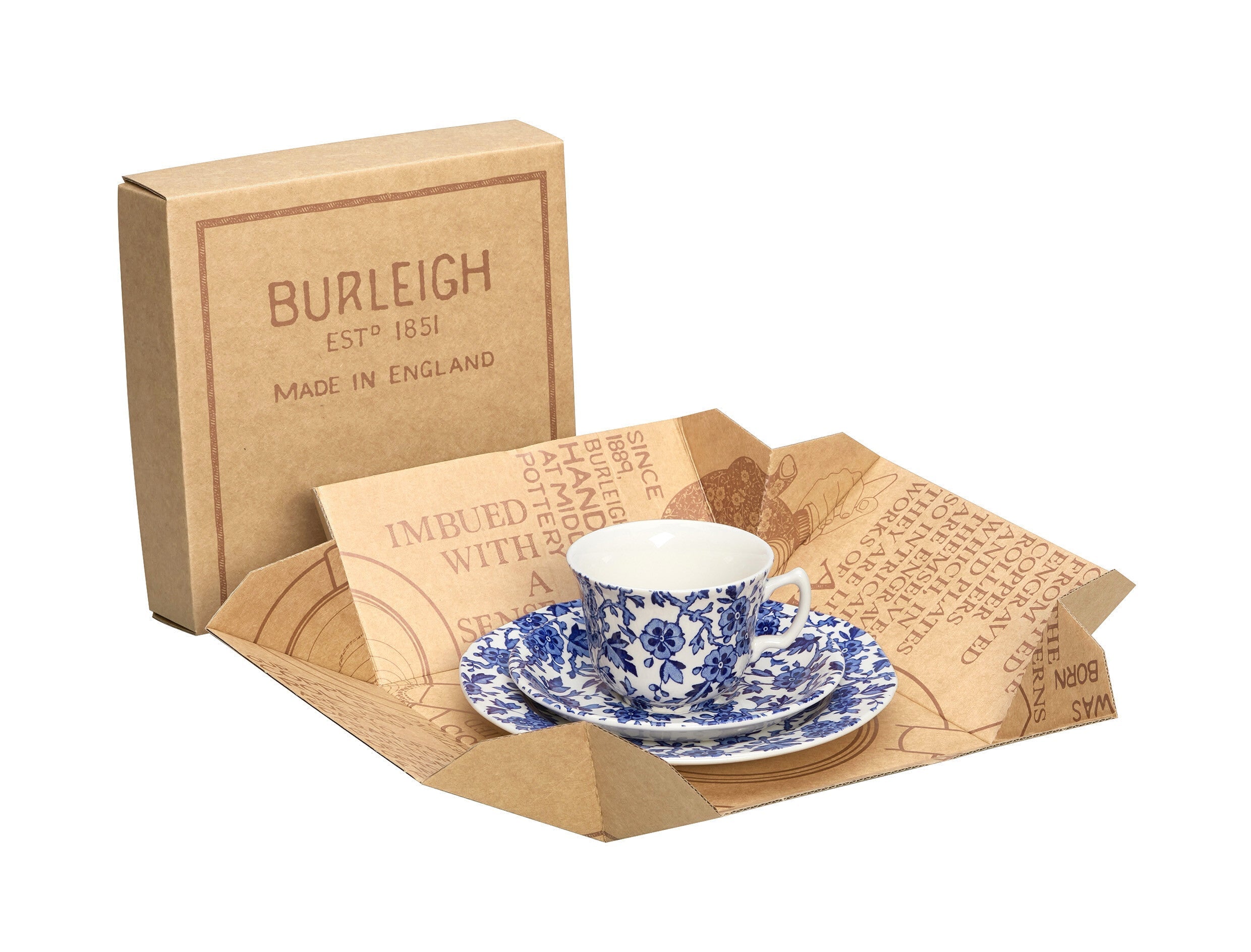 Burleigh Blue Arden Teacup 3 Piece Gift Set