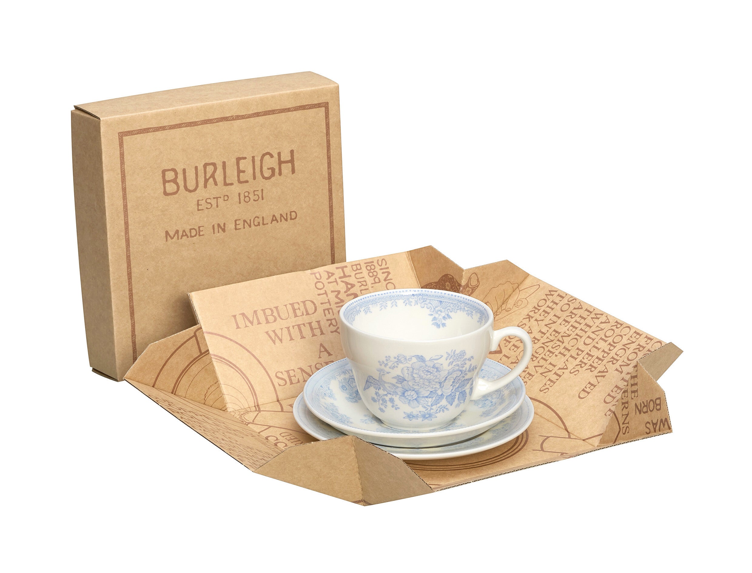 Burleigh Blue Asiatic Pheasants Breakfast Cup 3 Piece Gift Set
