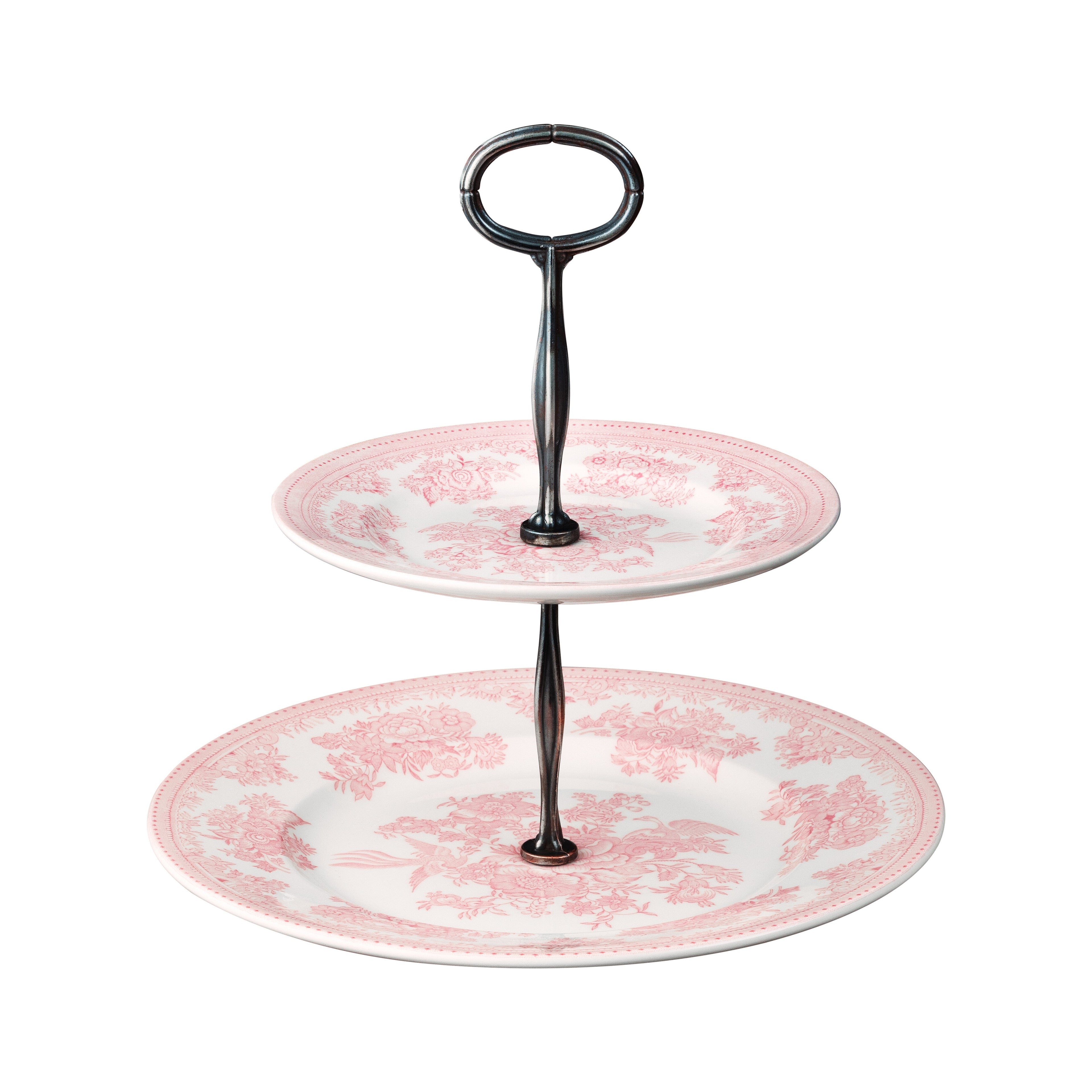 Burleigh Pink Asiatic Pheasants 2 Tier Cake Stand Gift Box