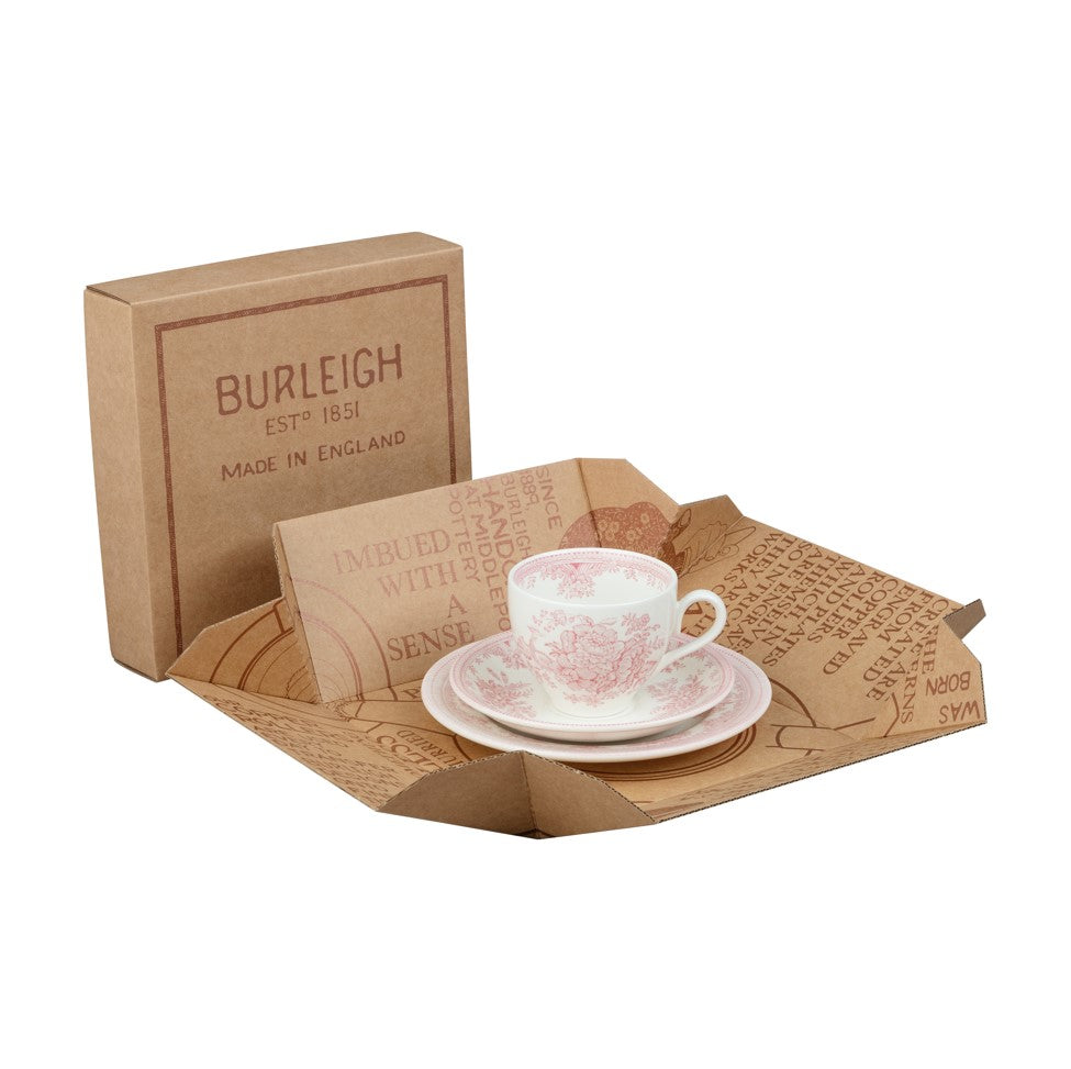 Burleigh Pink Asiatic Pheasants Teacup 3Piece Gift Set