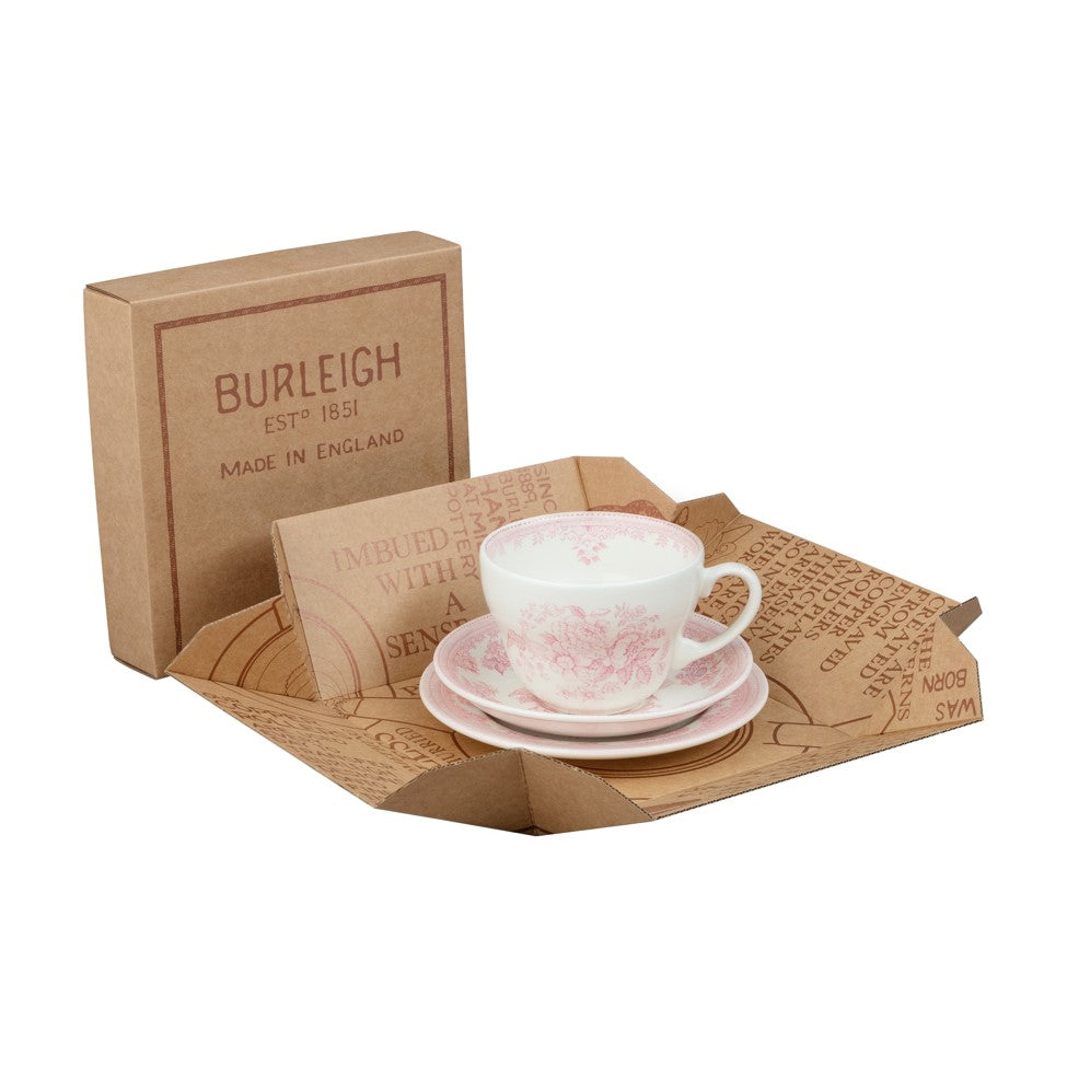 Burleigh Pink Asiatic Pheasants Breakfast Cup 3Piece Gift Set
