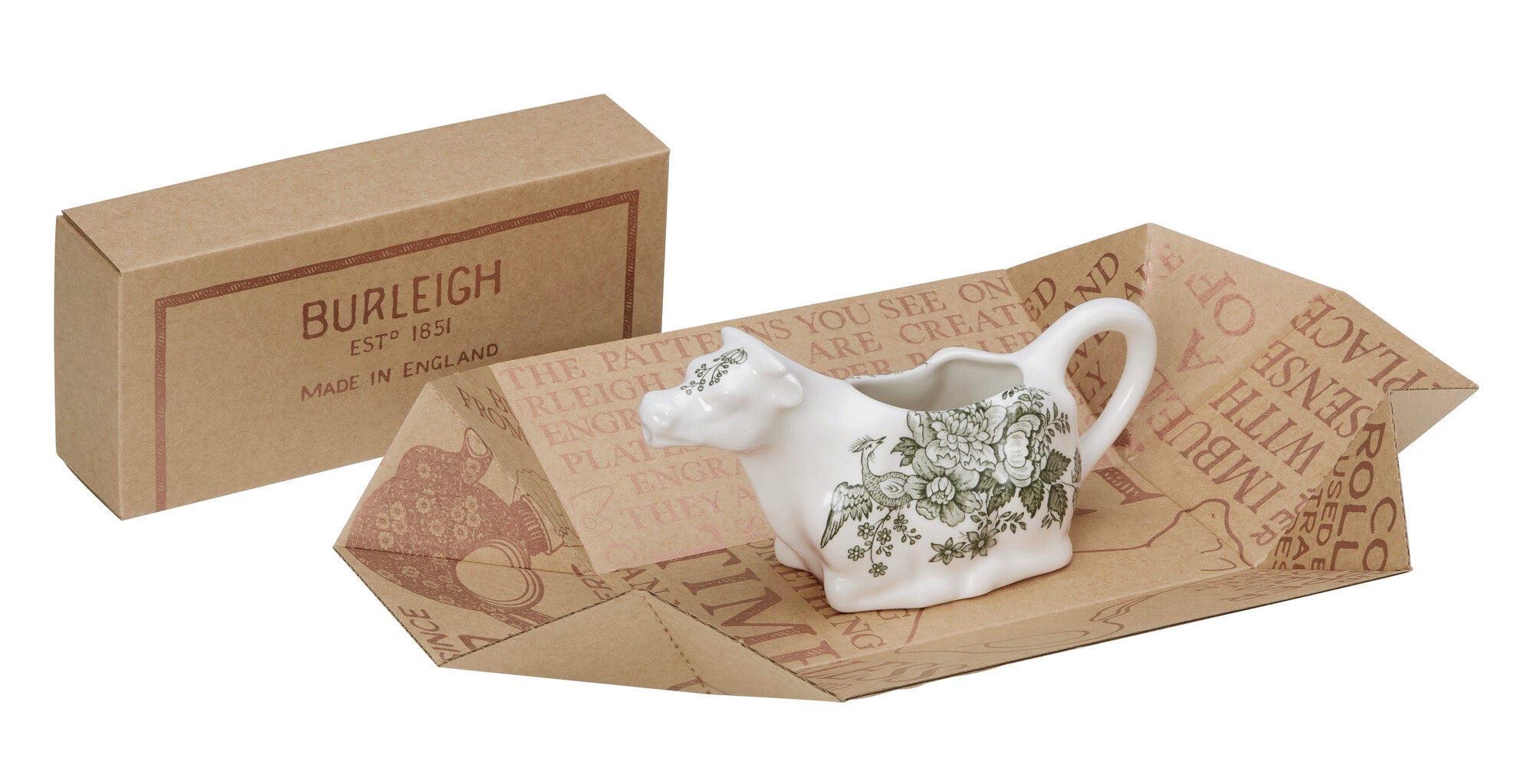 Burleigh Green Asiatic Pheasants Cow Creamer 150ml/0.25pt Gift Boxed