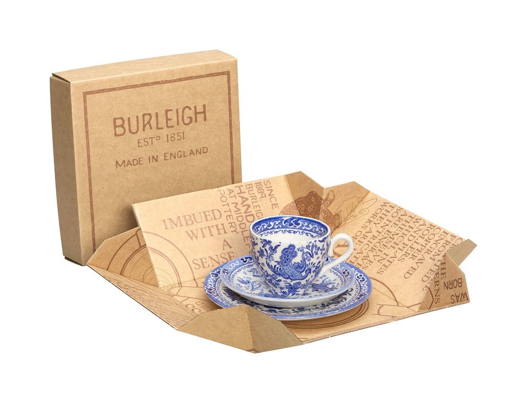 Burleigh Blue Regal Peacock Teacup 3 Piece Gift Set