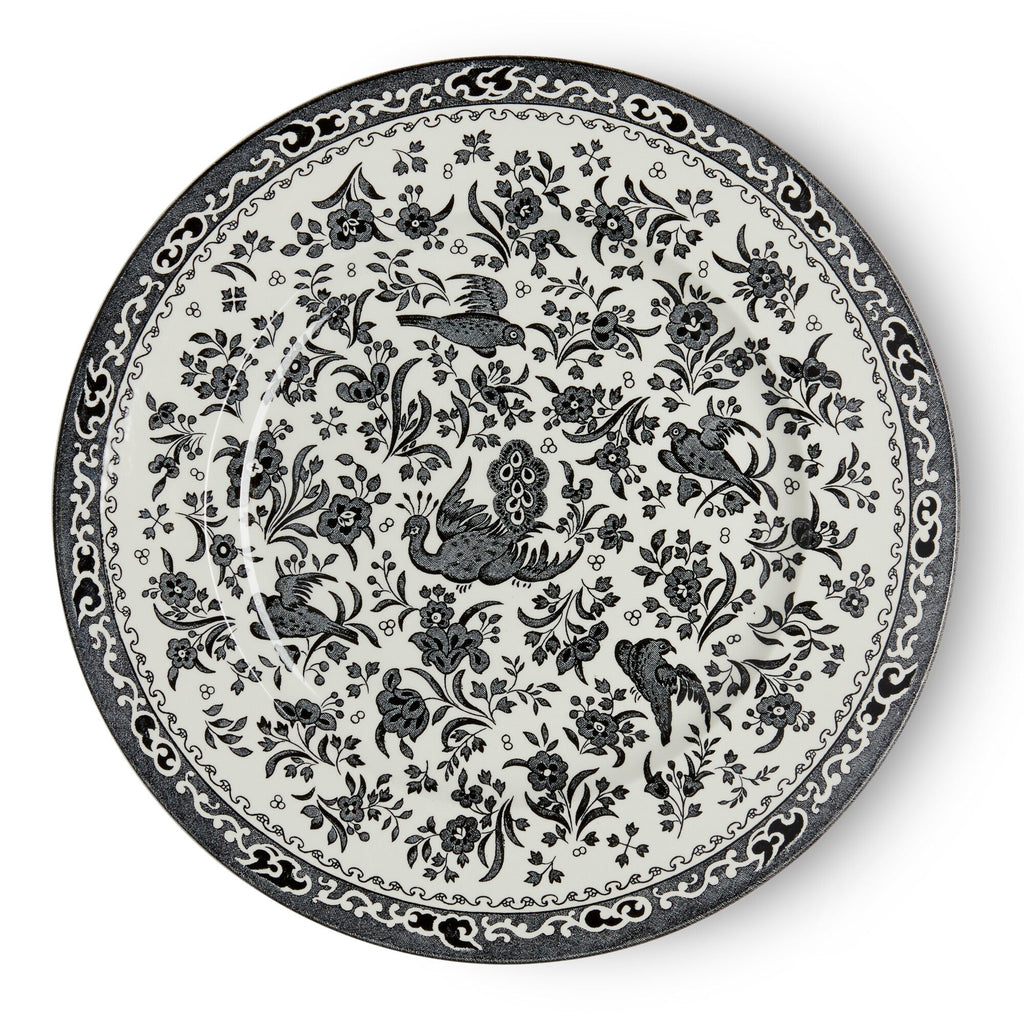 Burleigh Black Regal Peacock Plate 25cm/ 10"