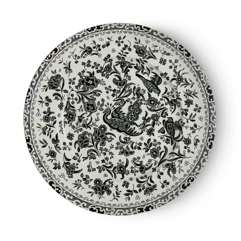 Burleigh Black Regal Peacock Plate 22cm/ 9"