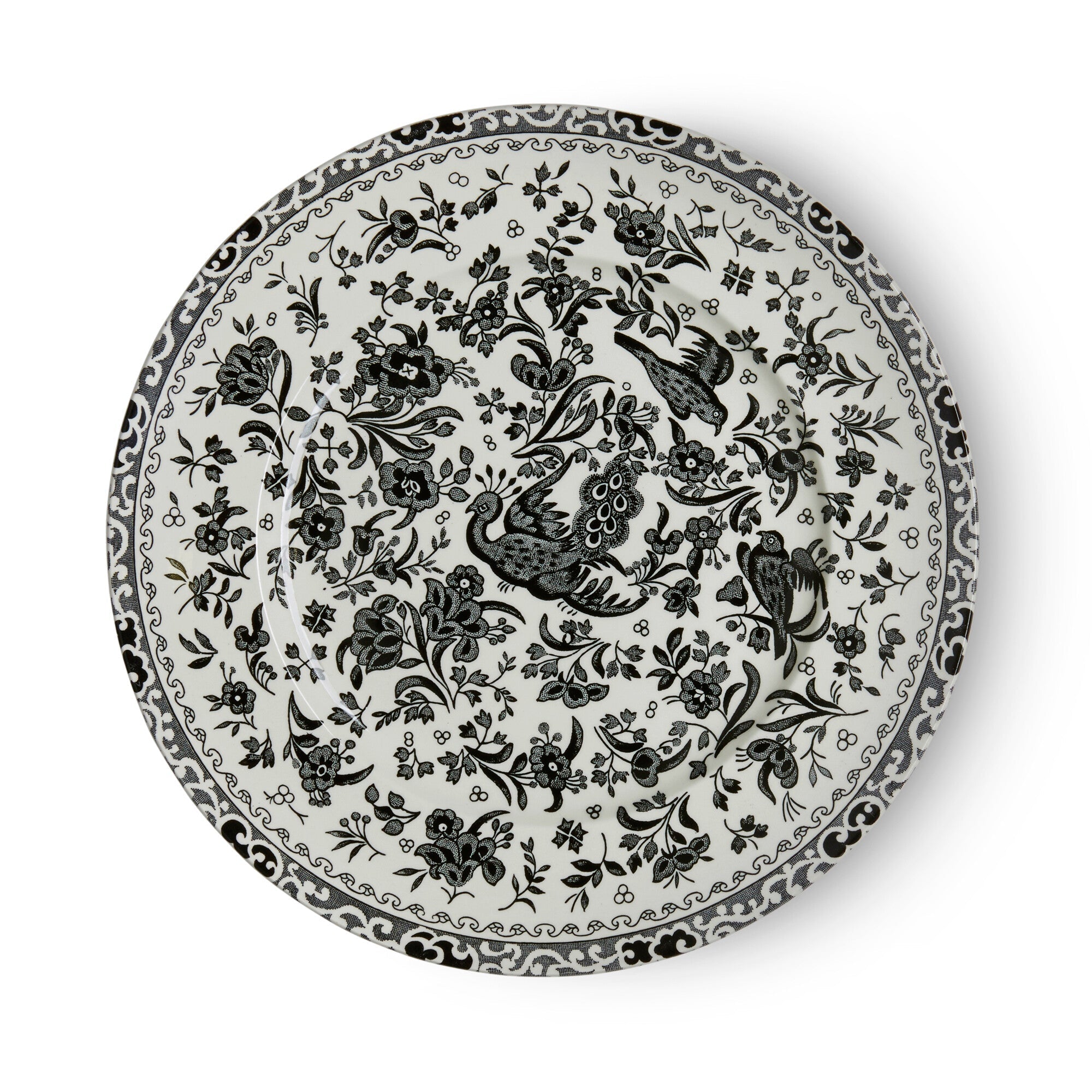 Burleigh Black Regal Peacock Plate 22cm/ 9"