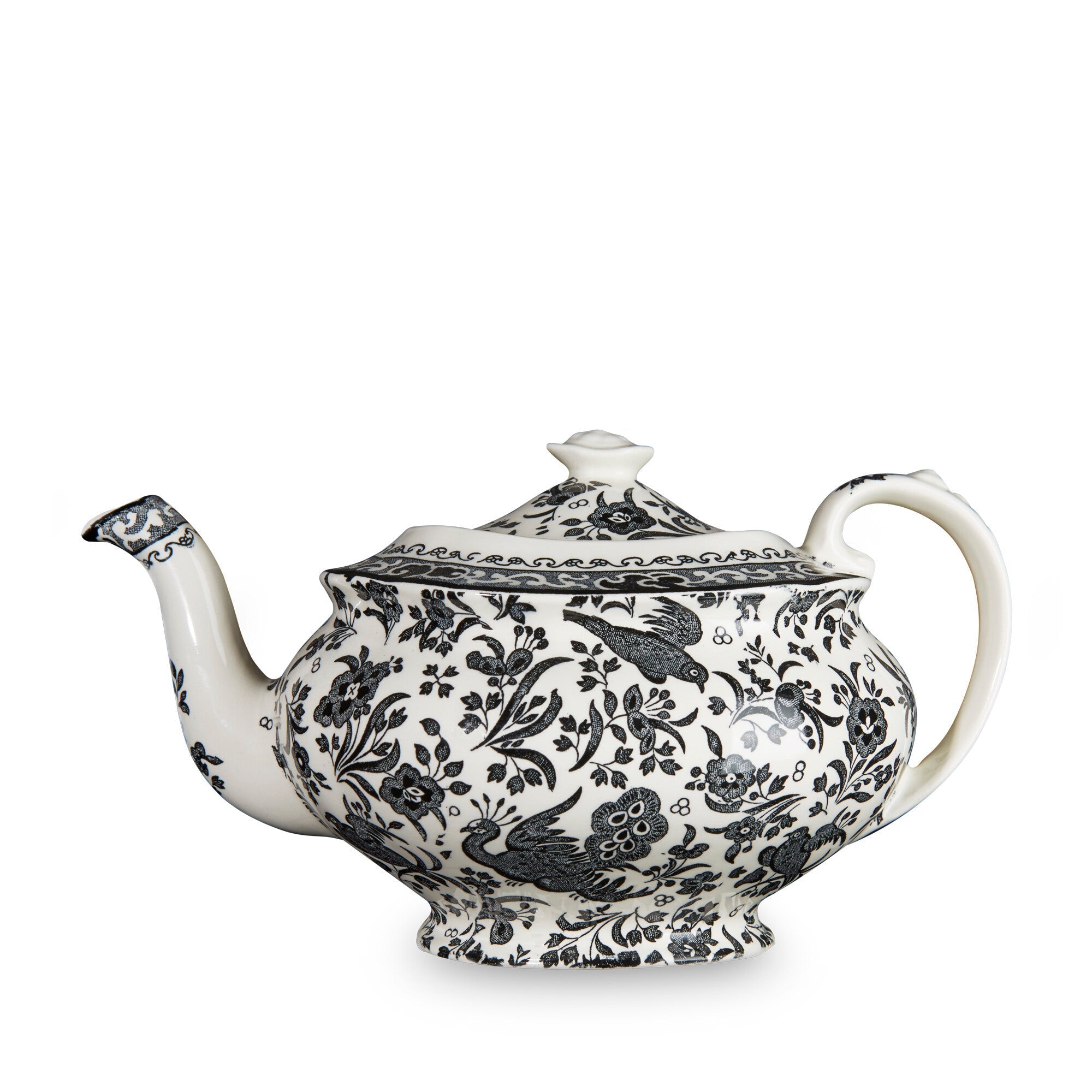 Burleigh Black Regal Peacock Teapot 500ml