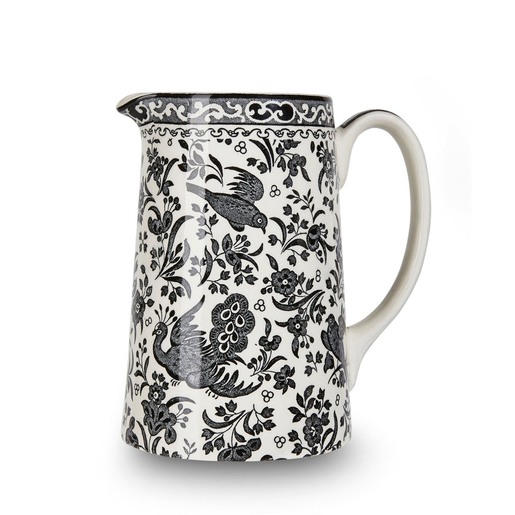 Burleigh Black Regal Peacock Tankard Jug Medium 568ml/1pt