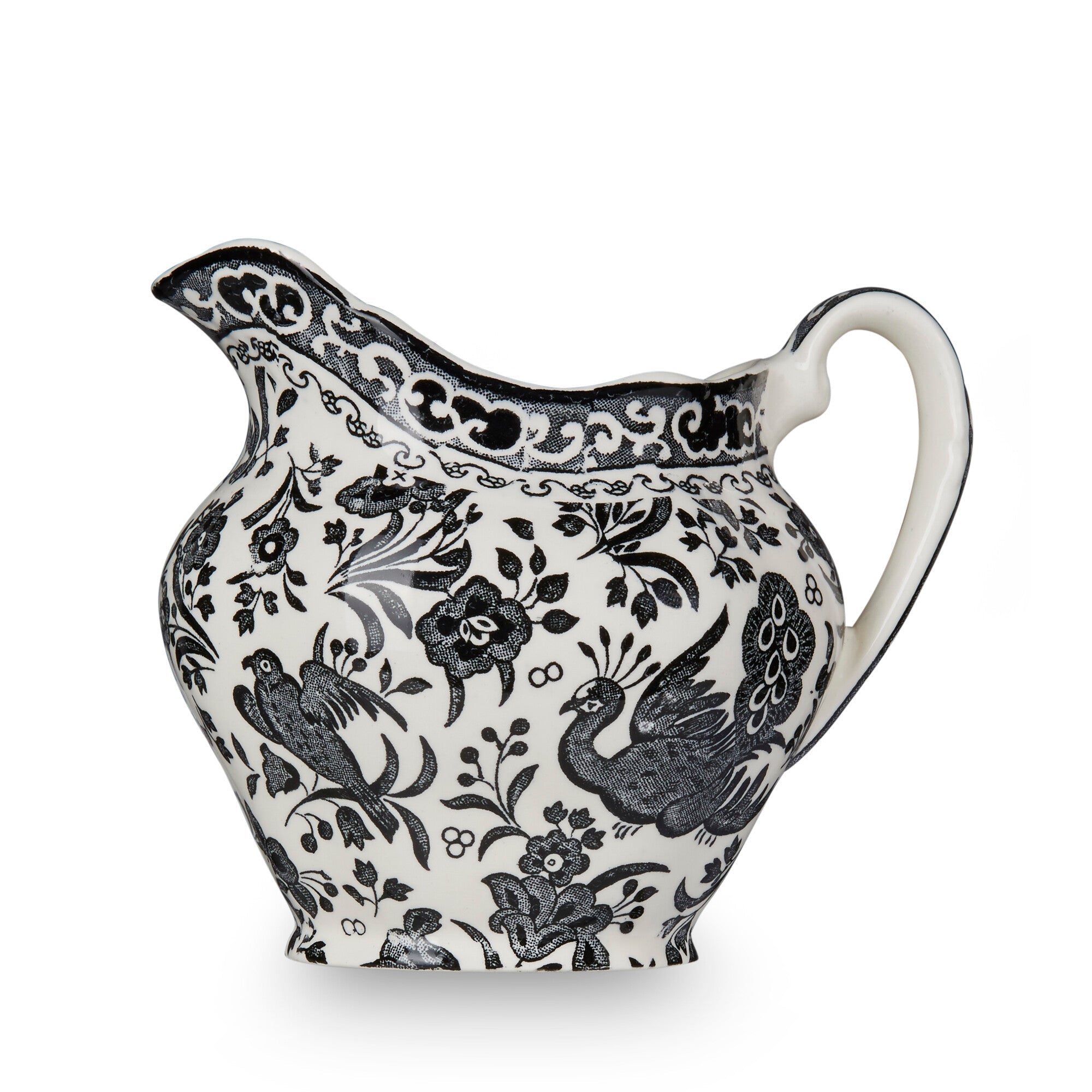 Burleigh Black Regal Peacock Cream Jug 255ml.