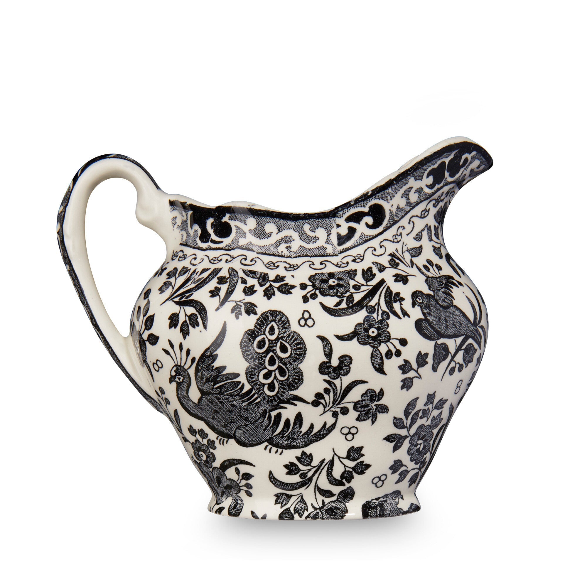 Burleigh Black Regal Peacock Cream Jug 255ml.