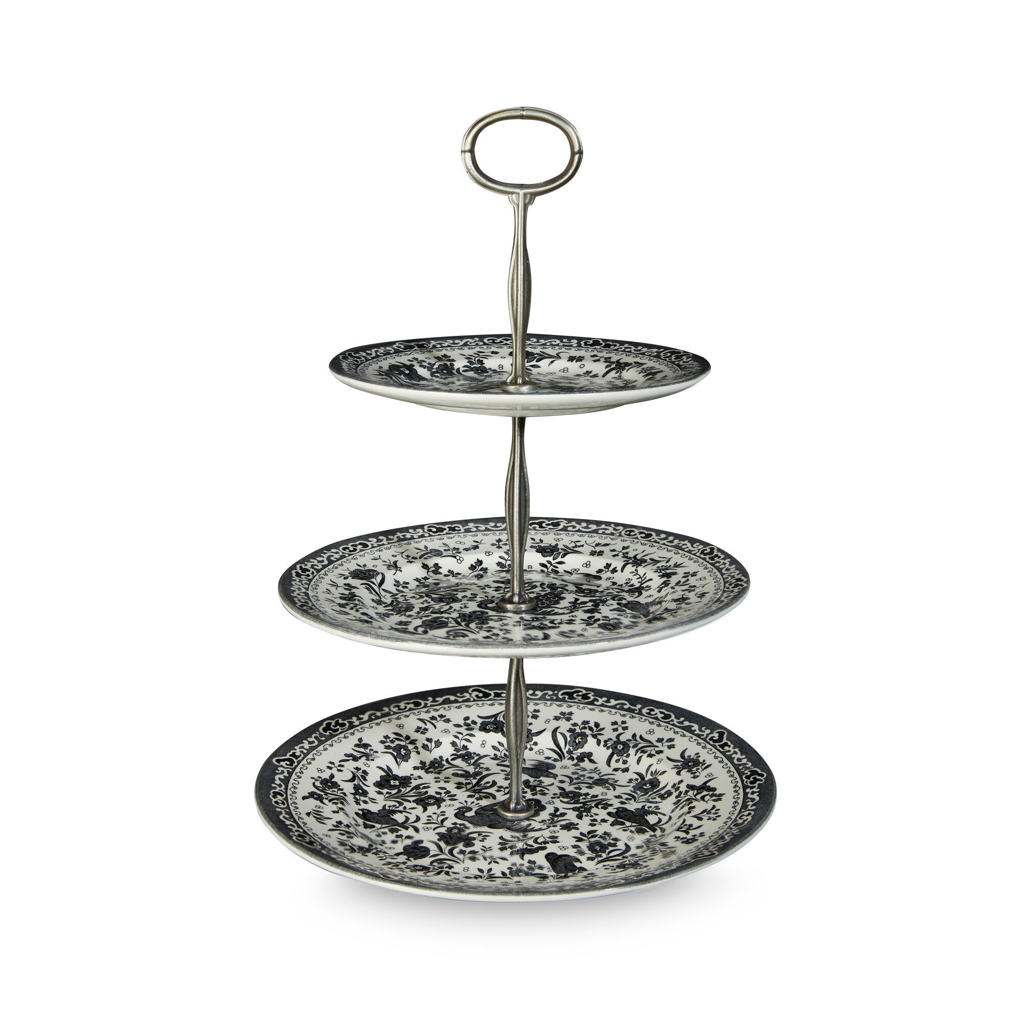 Burleigh Black Regal Peacock 3 Tier Cake Stand Gift Box