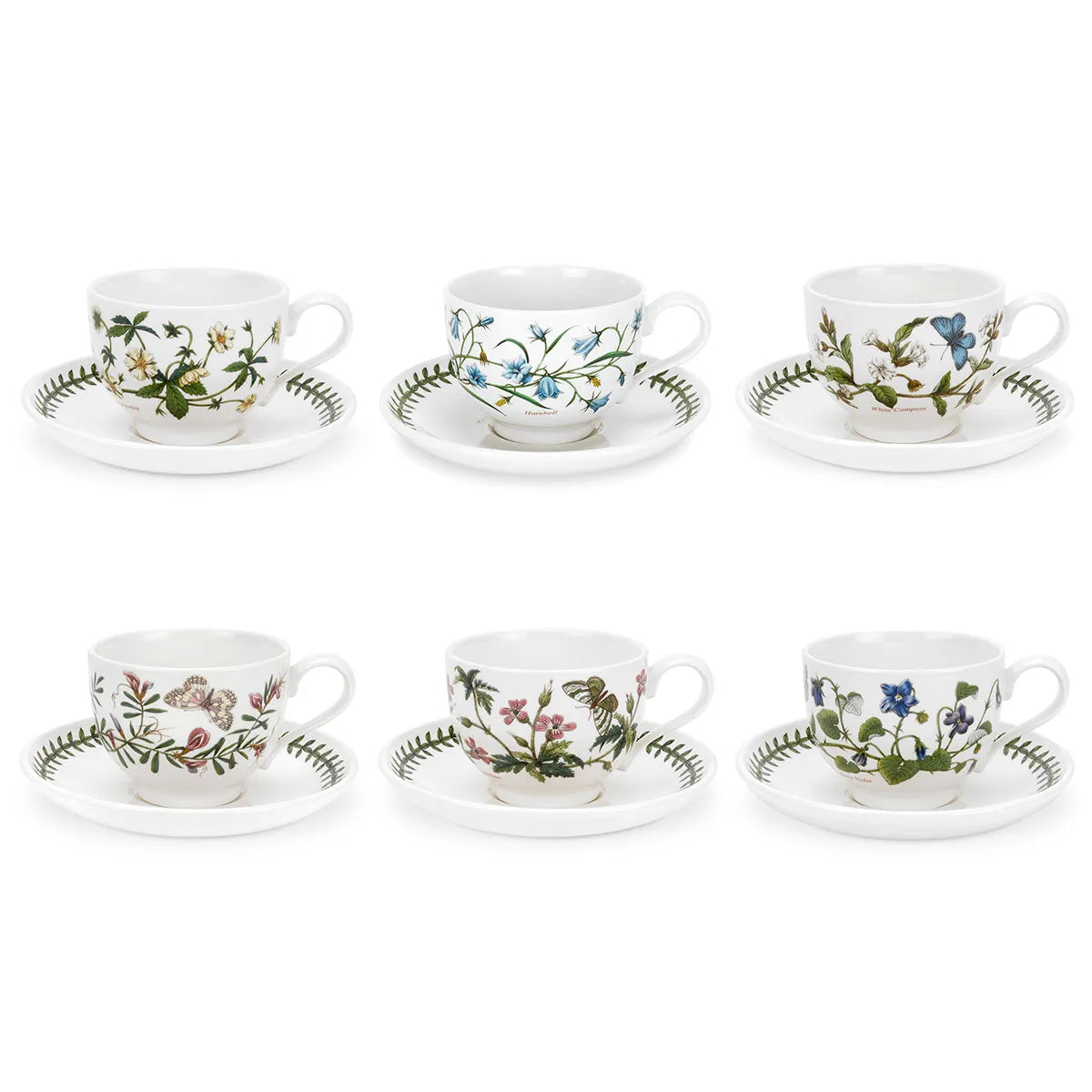 Botanic Garden Set of 6  Breakfast  Cups & Saucers