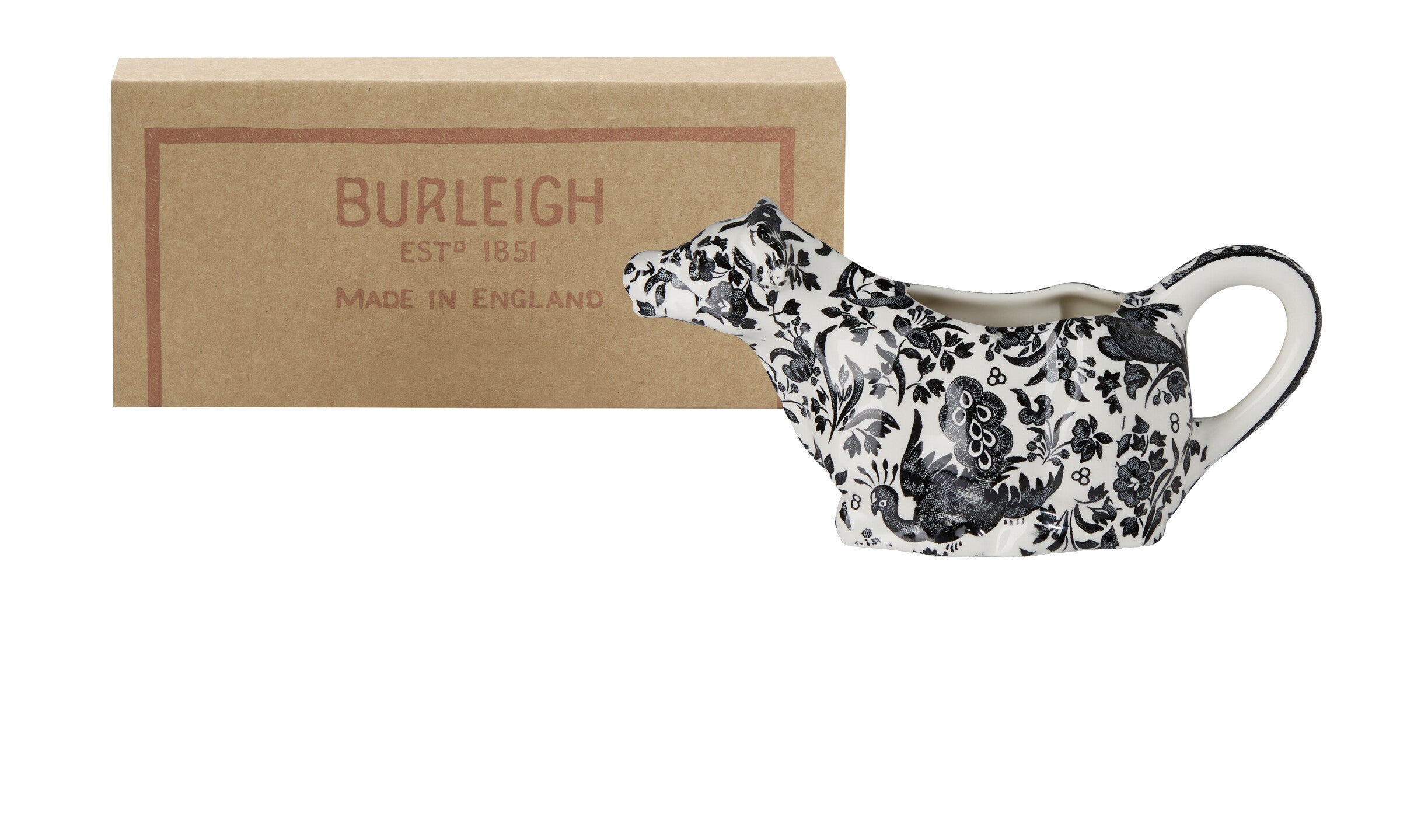 Burleigh Black Regal Peacock Cow Creamer 150ml Gift Box