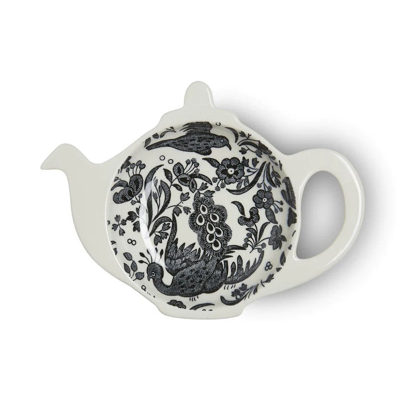 Burleigh Black Regal Peacock Mini Teapot Tray