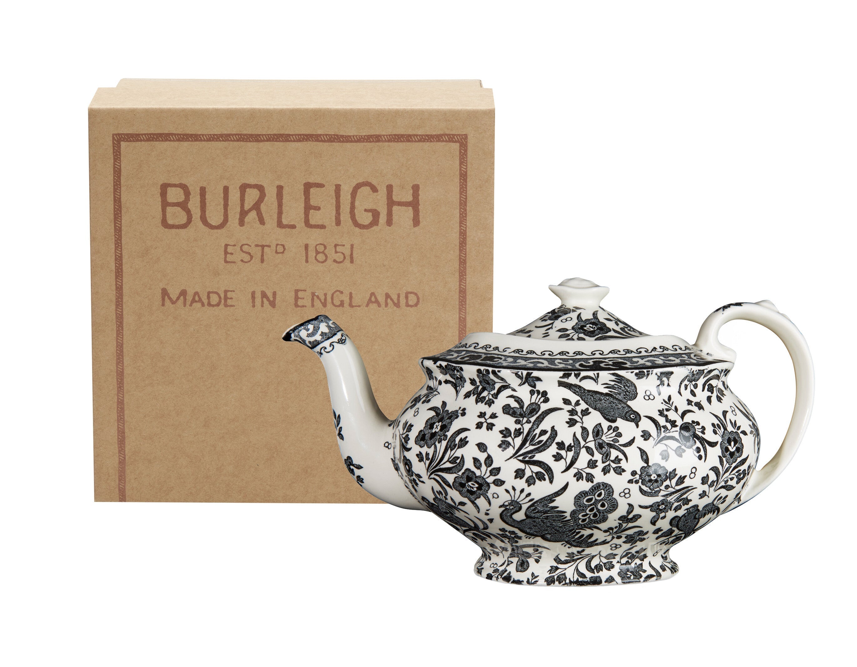 Burleigh Black Regal Peacock Teapot 500ml Gift Box