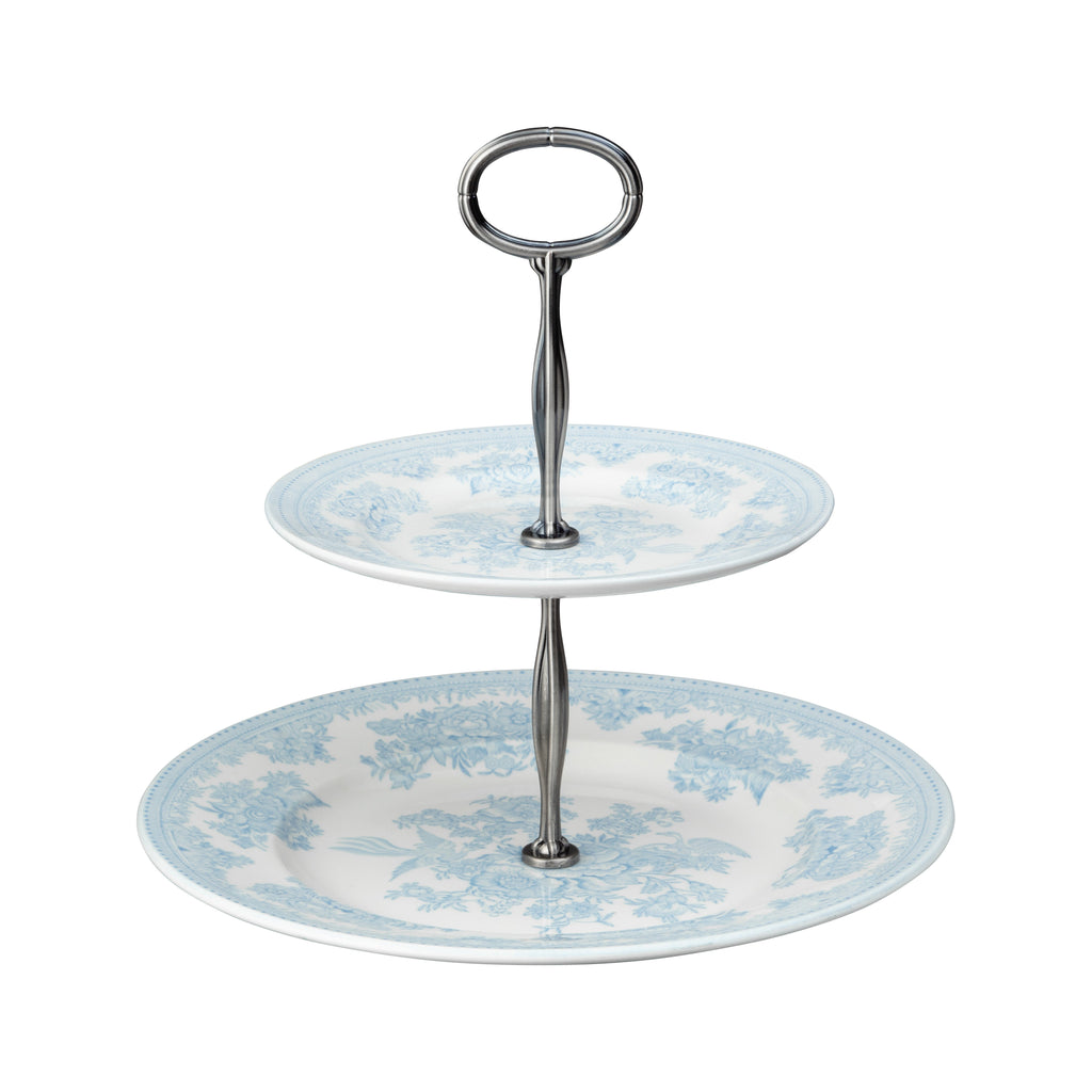 Burleigh Blue Asiatic Pheasant  2 Tier Cake Stand Gift Box