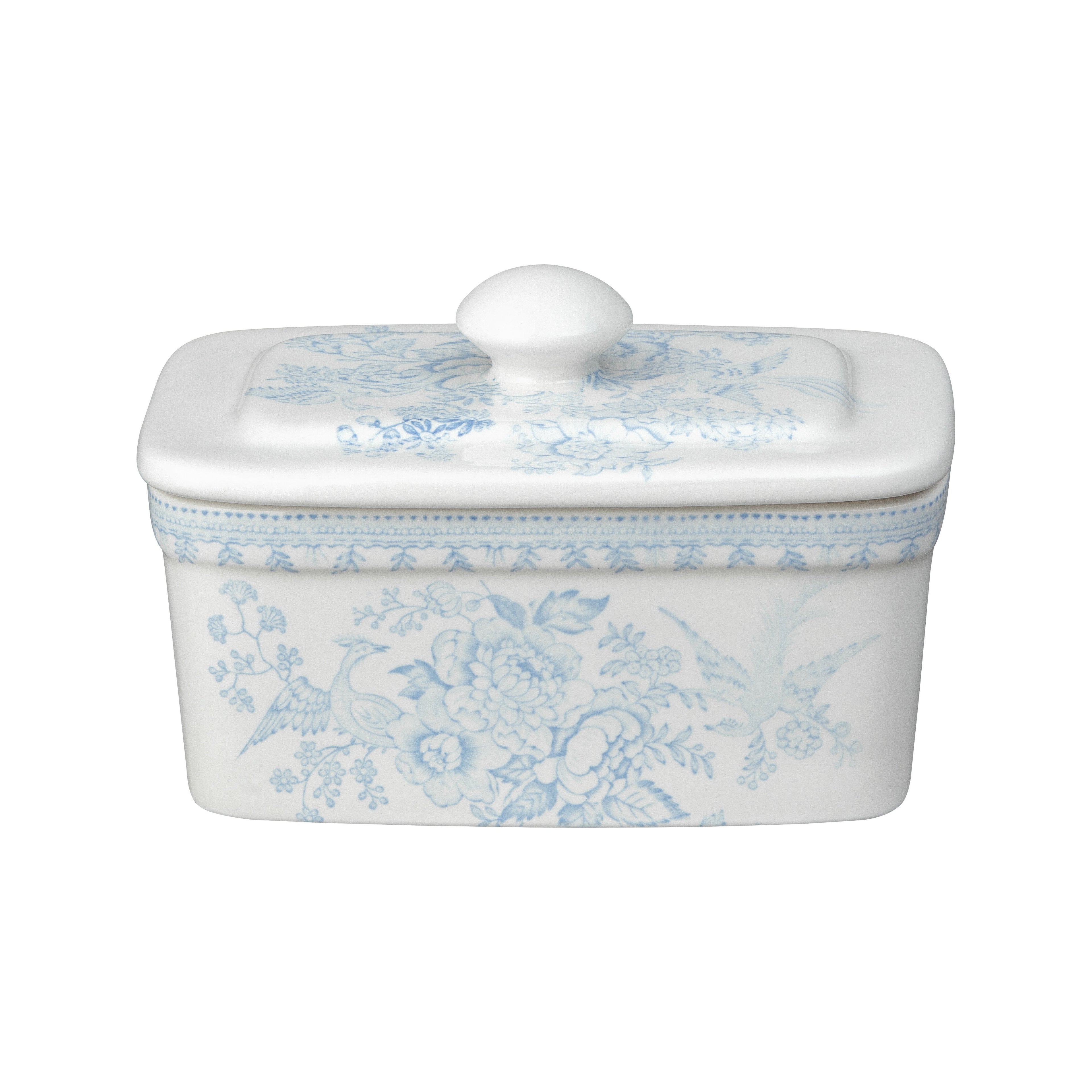 Burleigh Blue Asiatic Pheasants Butter Dish 400g/1lb