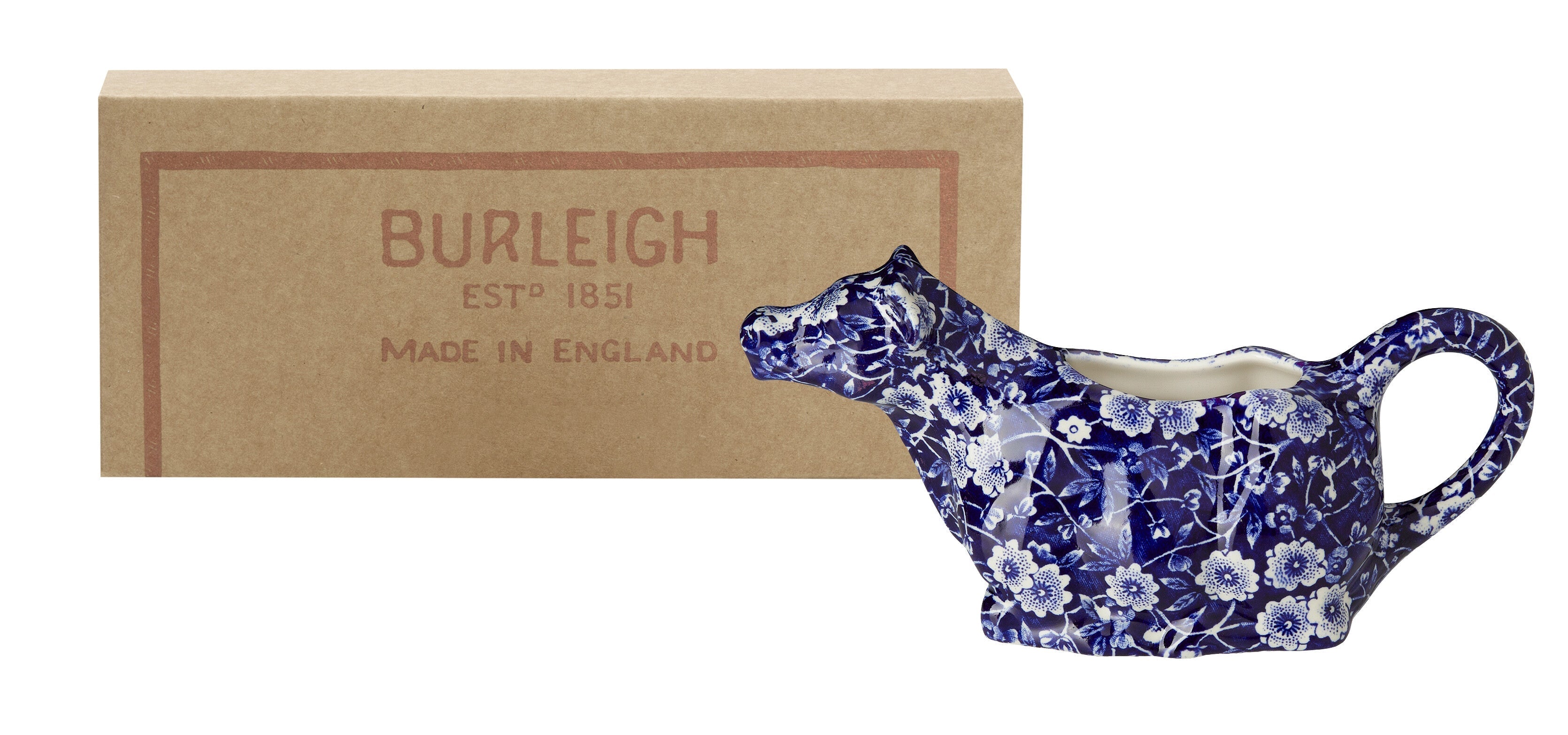 Burleigh Blue Calico Cow Creamer 150ml Gift Box