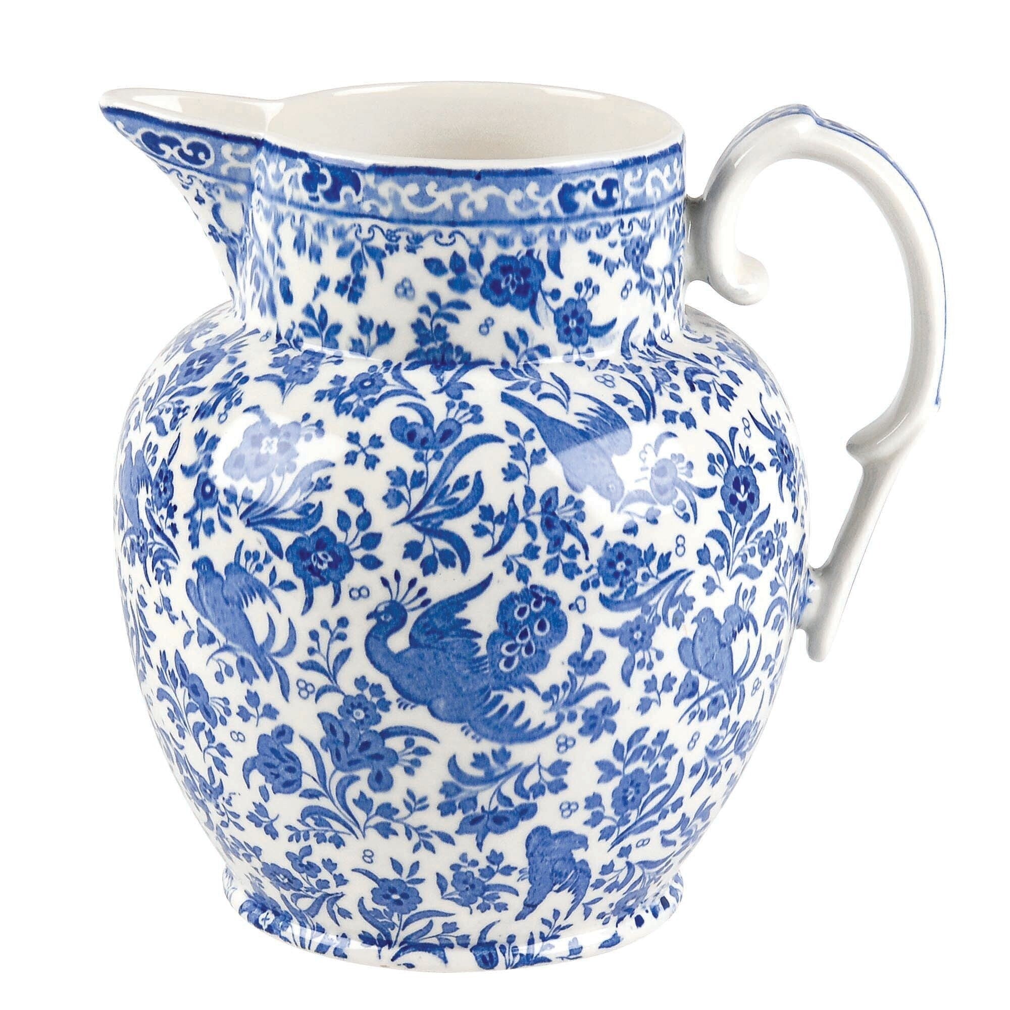 Burleigh Blue Regal Peacock Etruscan Jug Large 2.2 ltr/4pt