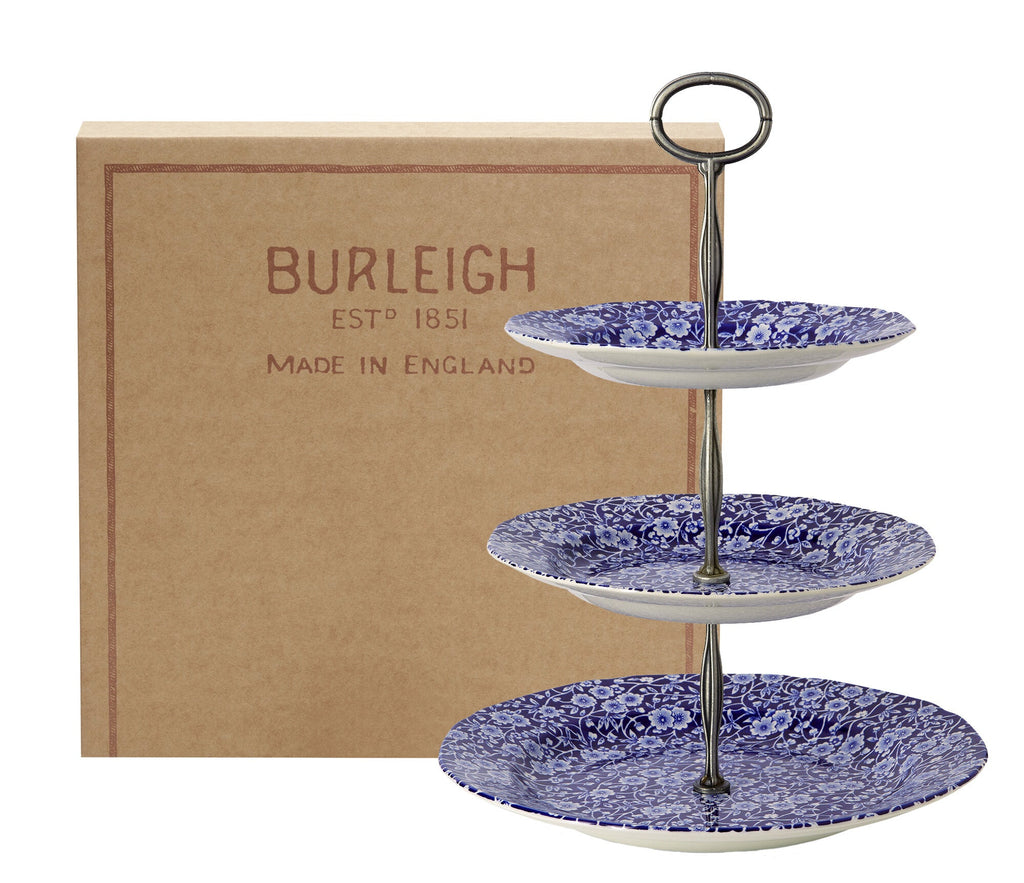 Burleigh Blue Calico 3 Tier Cake Stand Gift Box