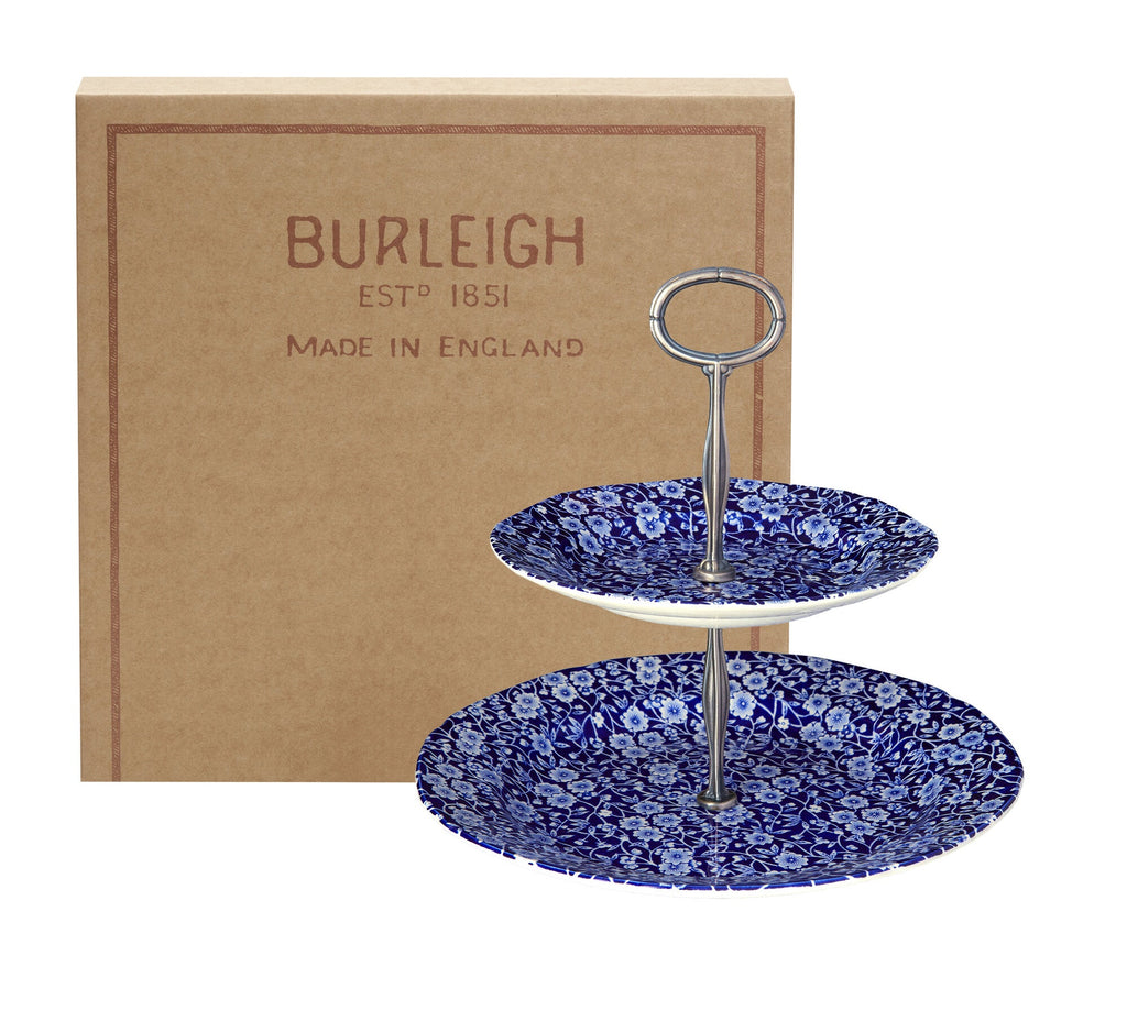 Burleigh Blue Calico 2 Tier Cake Stand Gift Box